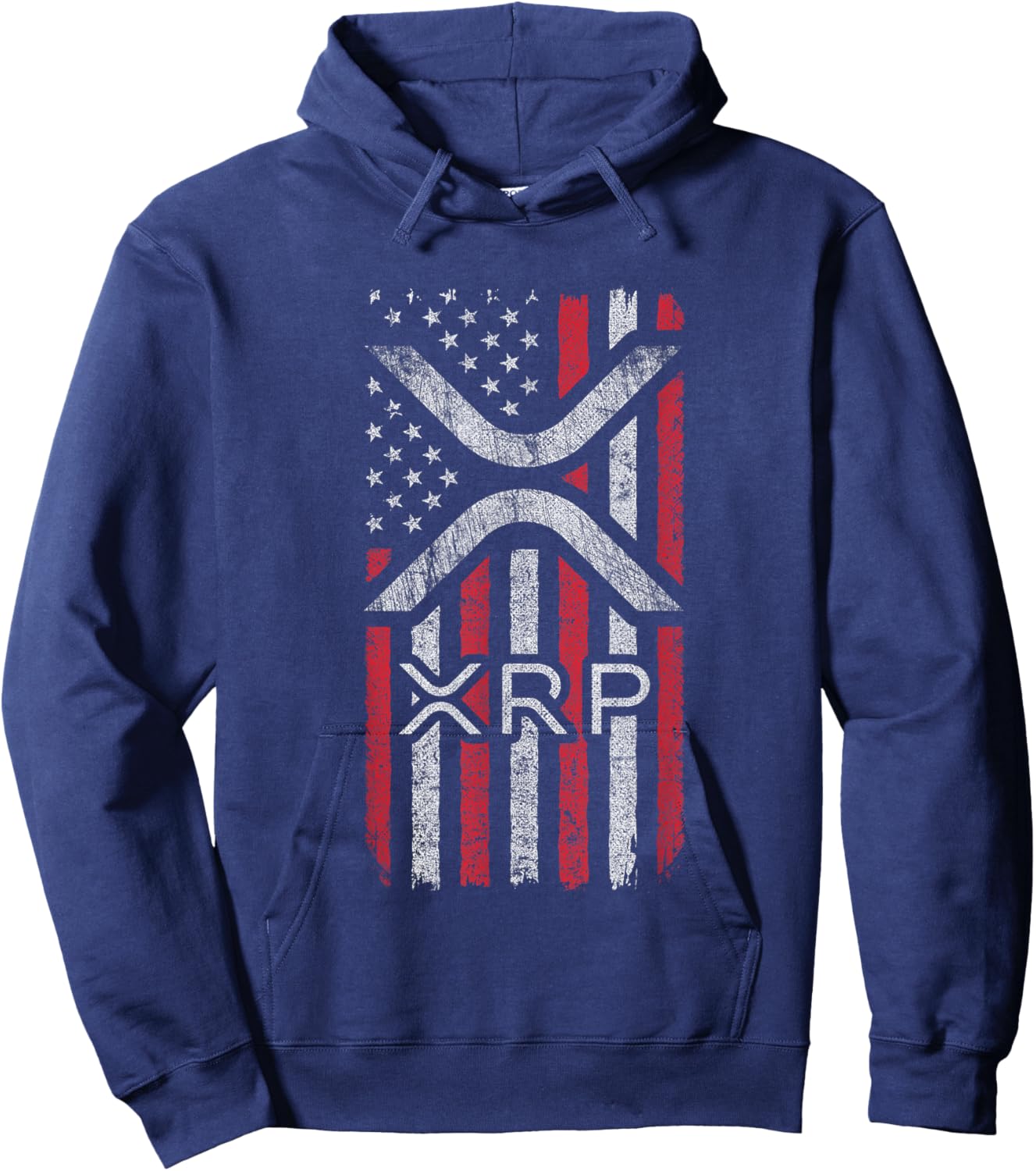 XRP Crypto - XRP Cryptocurrency - American Flag - XRP Hoodie - Hoodie | Navy