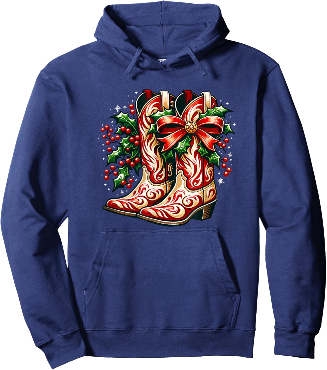 Cowboy Christmas Women Western Hoodie - Hoodie | Navy
