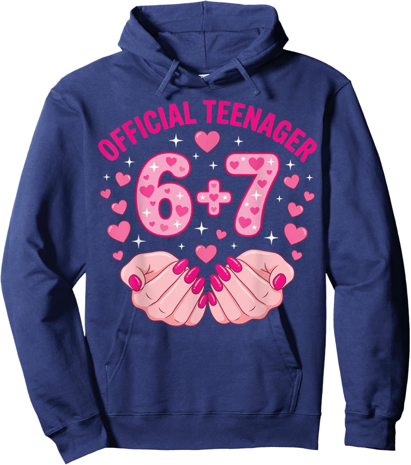 6+7 Year Old Girls Teenager Nails 13th Birthday Girl 67 Hoodie - Hoodie | Navy