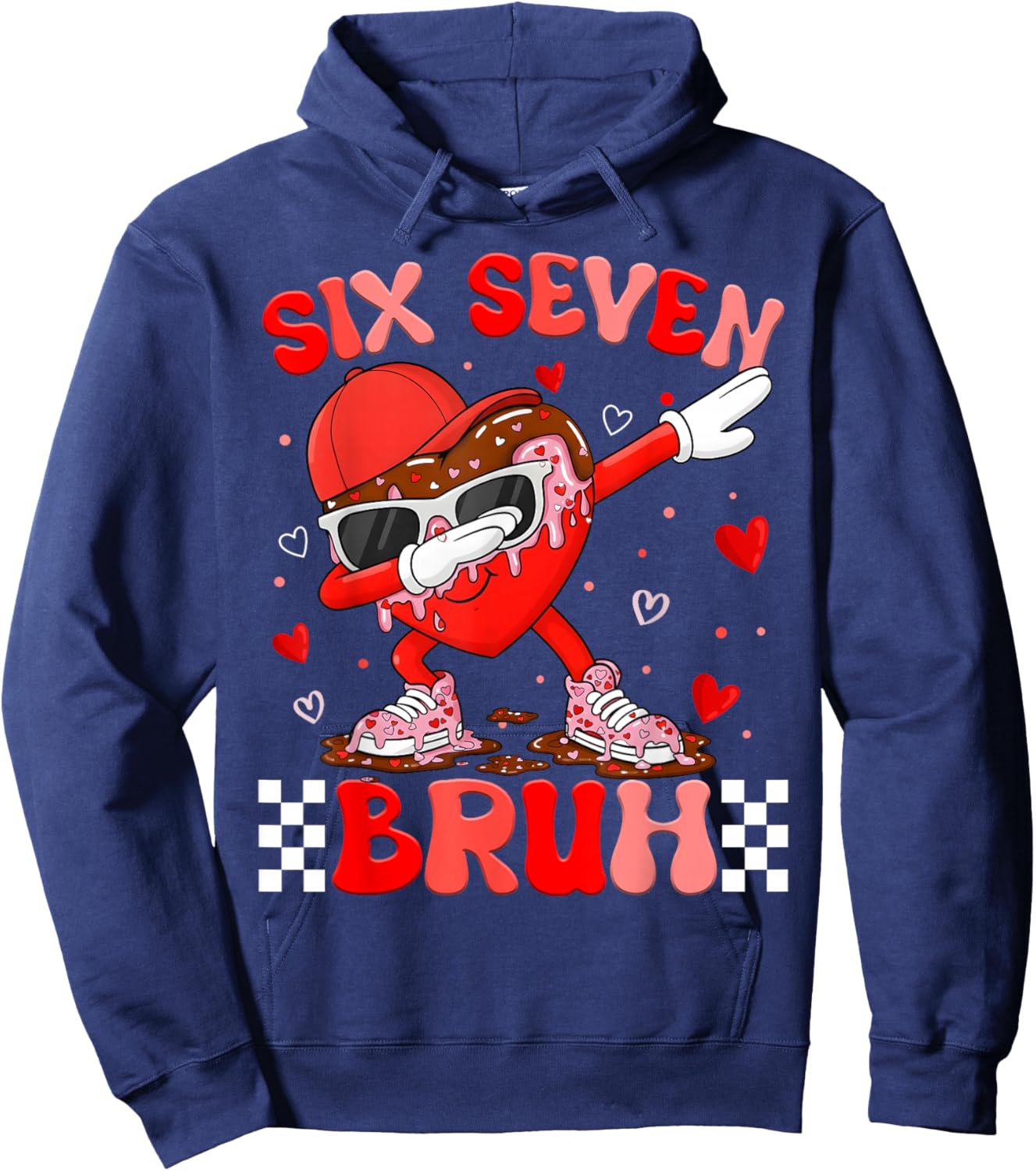 Bruh 67 Valentines Six Seven Meme Drip Heart 6 7 Boys Kids Hoodie - Hoodie | Navy