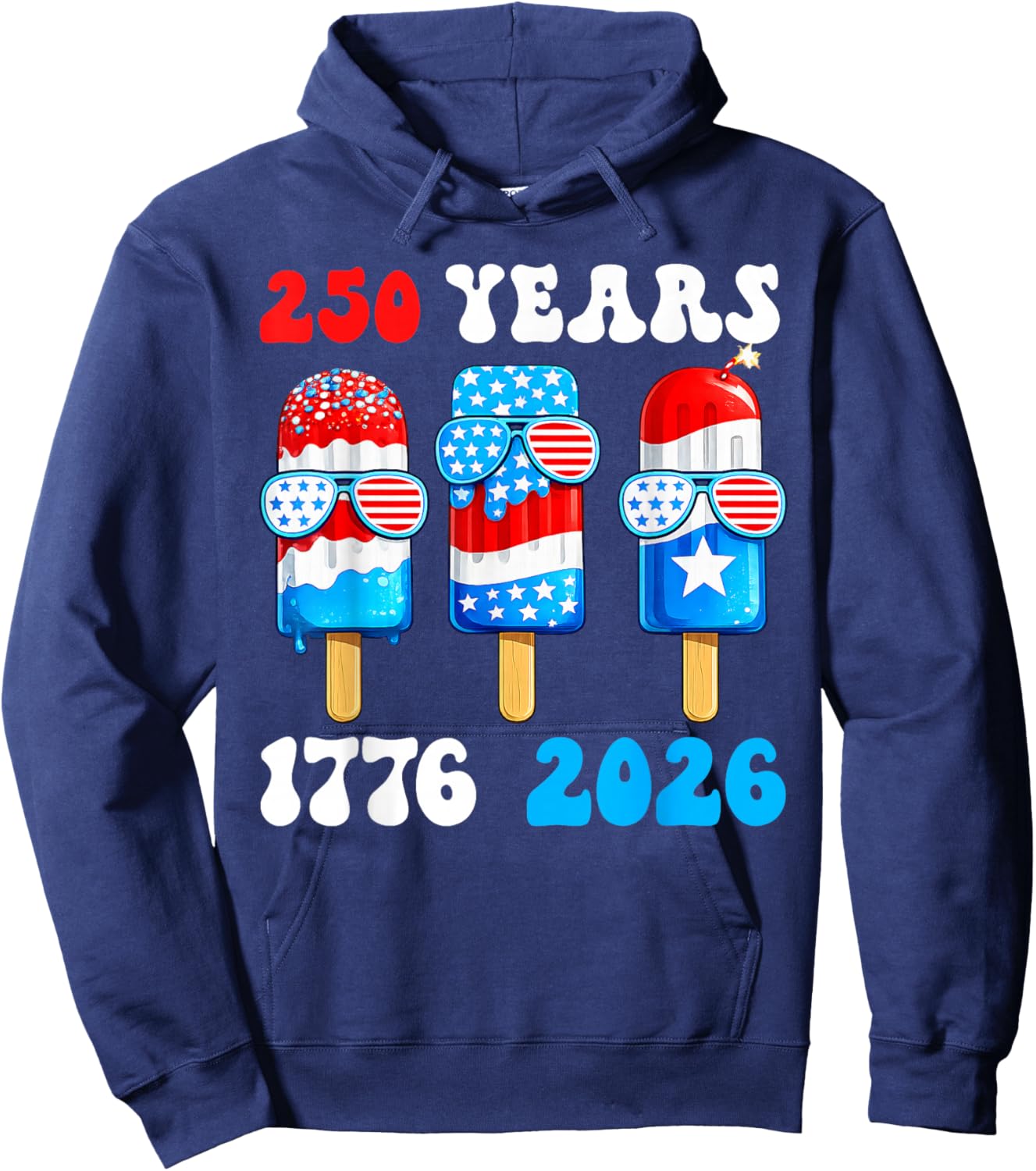 250 Years American 1776 2026 250th USA 4th of July Boy Kids Hoodie - Hoodie | Navy