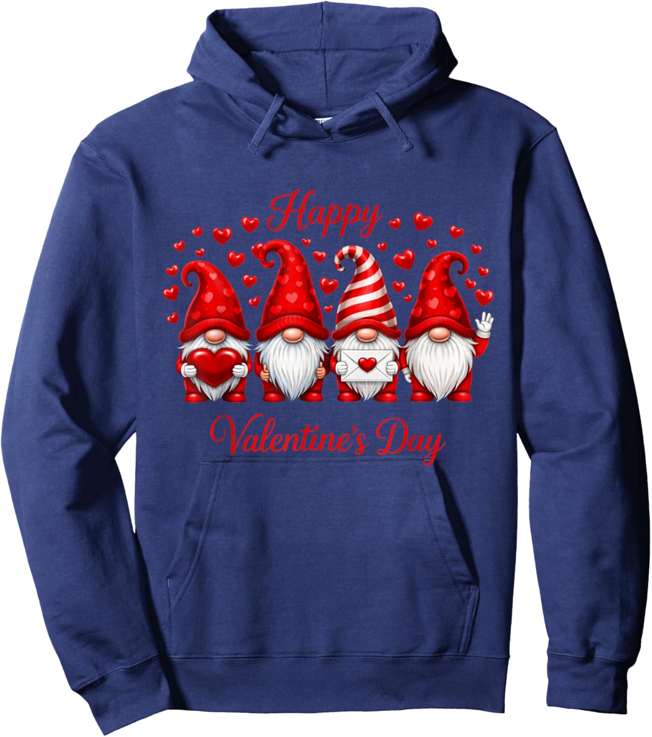 Happy Valentine's Day Gnome with Heart Cute Gnome Valentine Hoodie - Hoodie | Navy