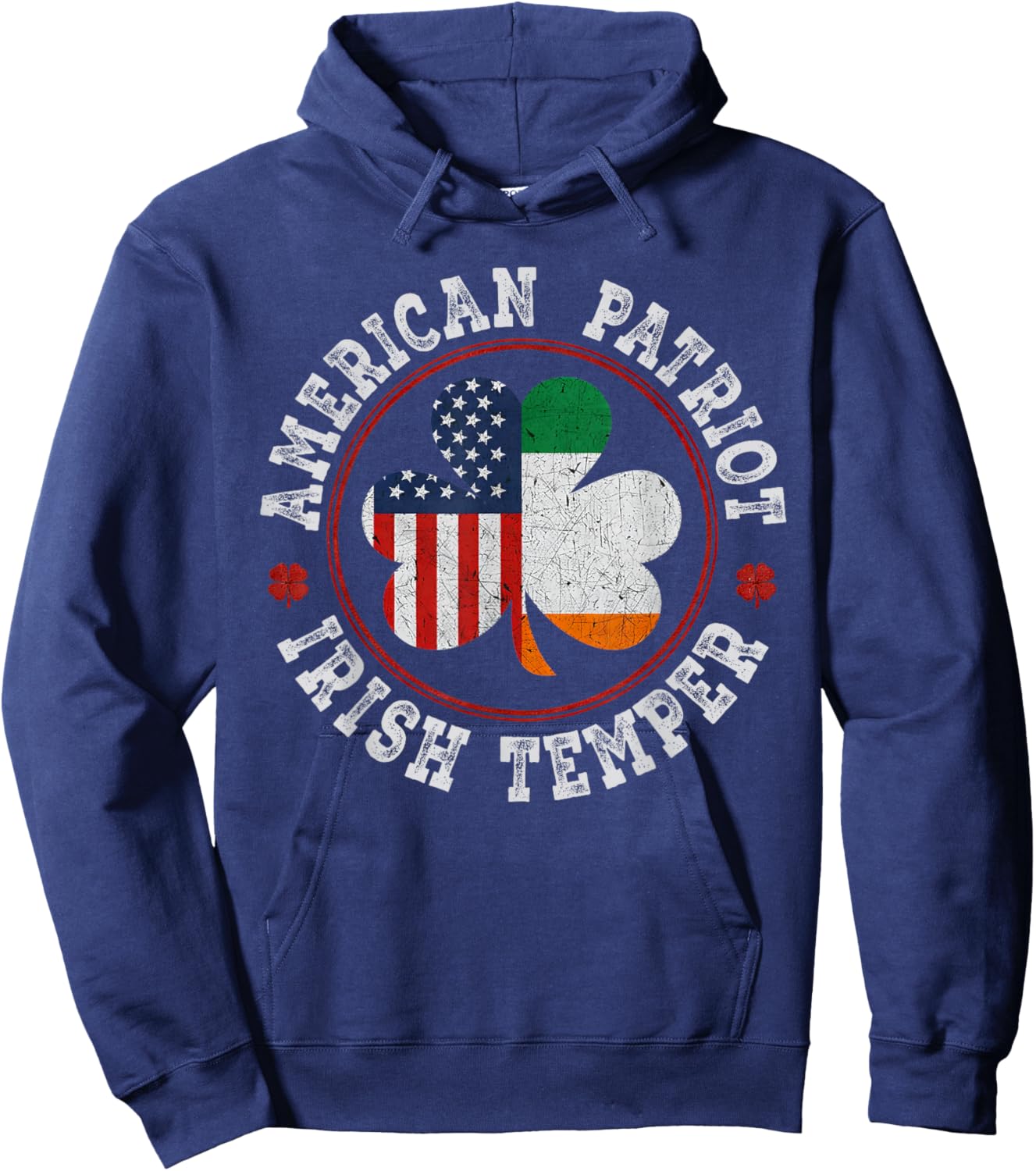 Retro American Patriot Irish Temper Funny St Patricks Day Hoodie - Hoodie | Navy