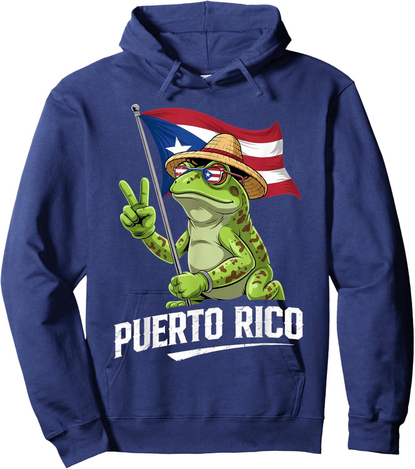 Coqui Frog Puerto Rico Flag Puerto Rican Taino Boricua Hoodie - Hoodie | Navy