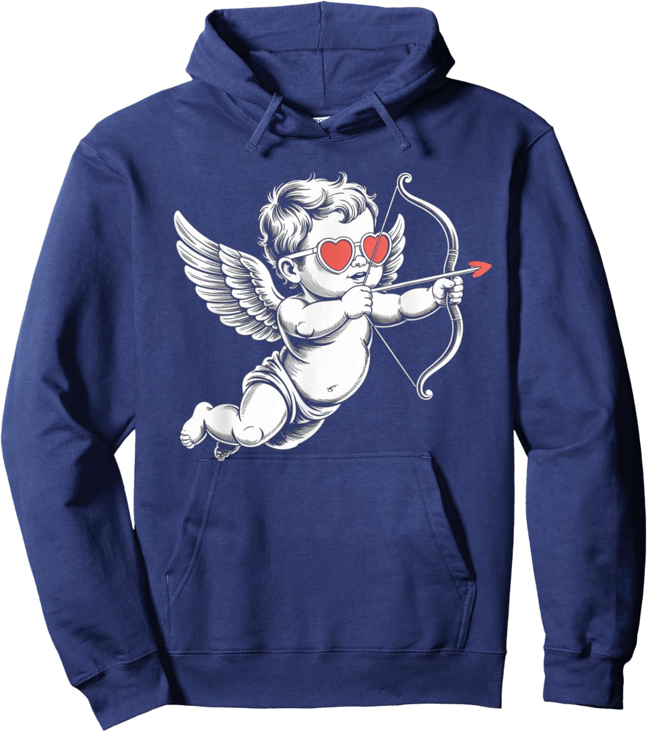 Valentines Day Cupid Angel with Heart Sunglasses Hoodie - Hoodie | Navy