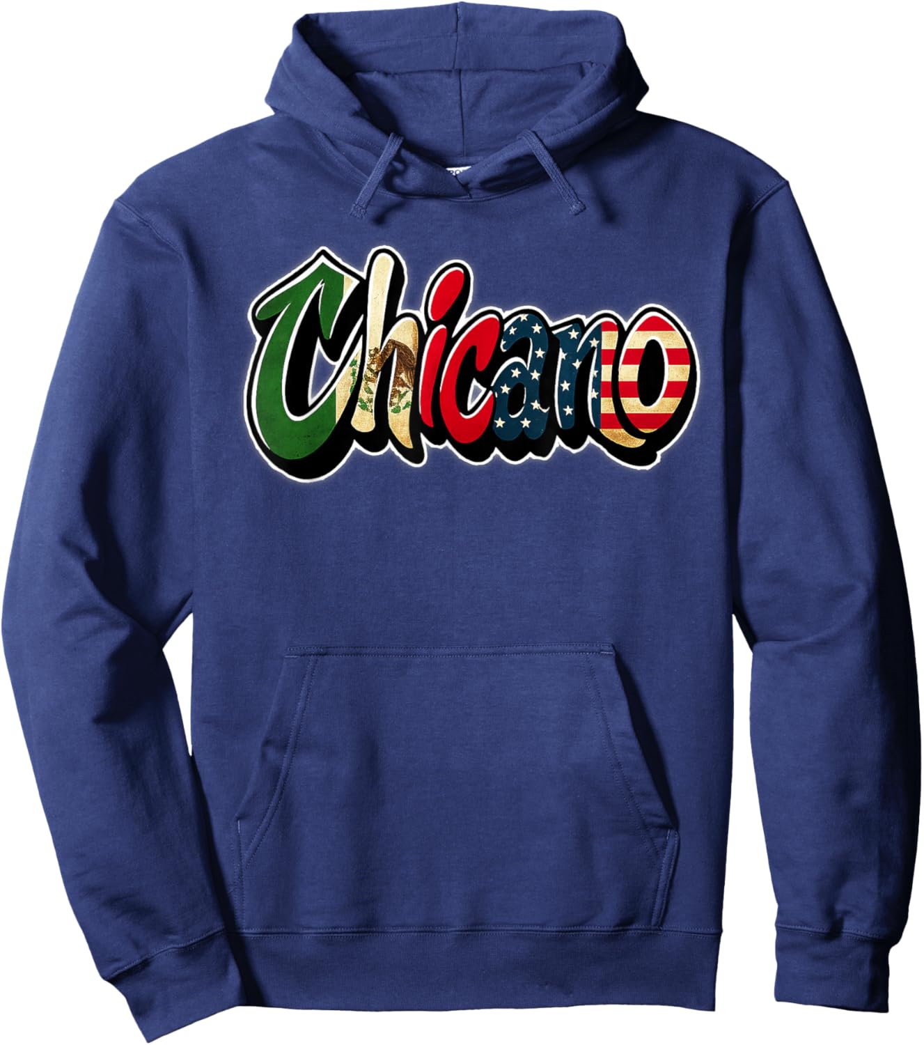 Chicano Mexican American Flag Graffiti Style Hoodie - Hoodie | Navy