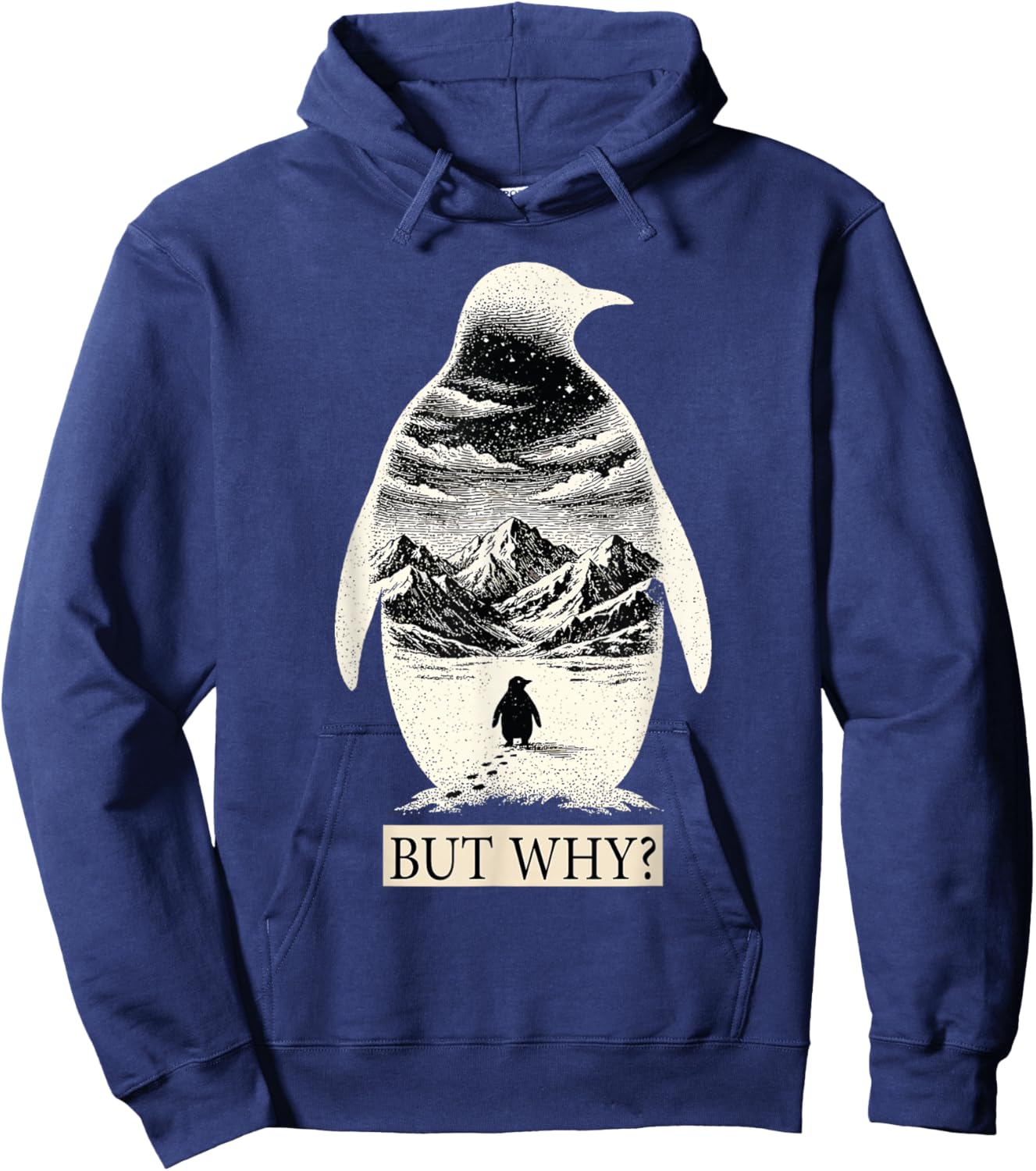But Why Penguin Funny Minimalist Nature Art Design Hoodie - Hoodie | Navy