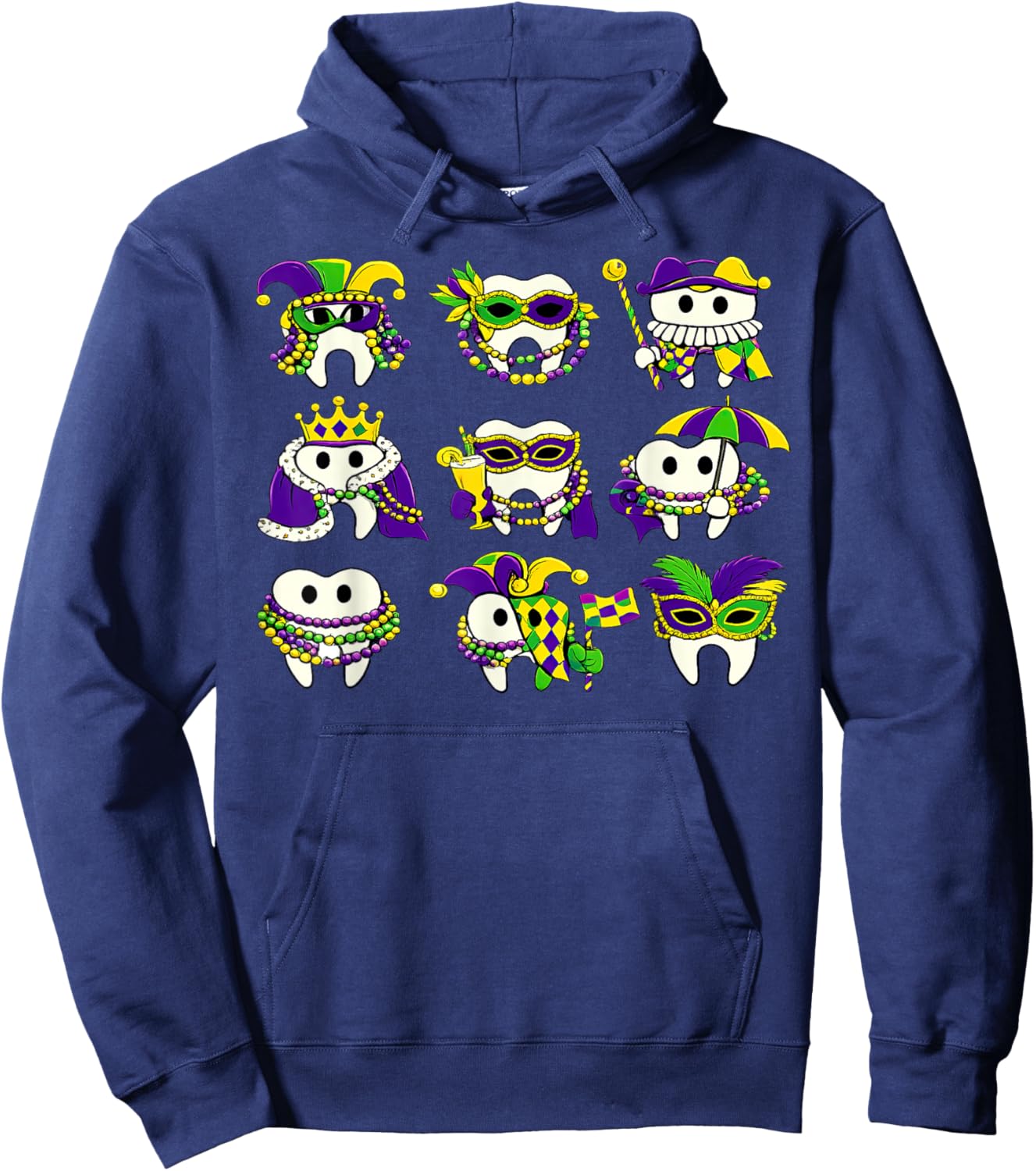 Dental Hygienist Mardi Gras Tooth New Orleans Dentist Squad Hoodie - Hoodie | Navy