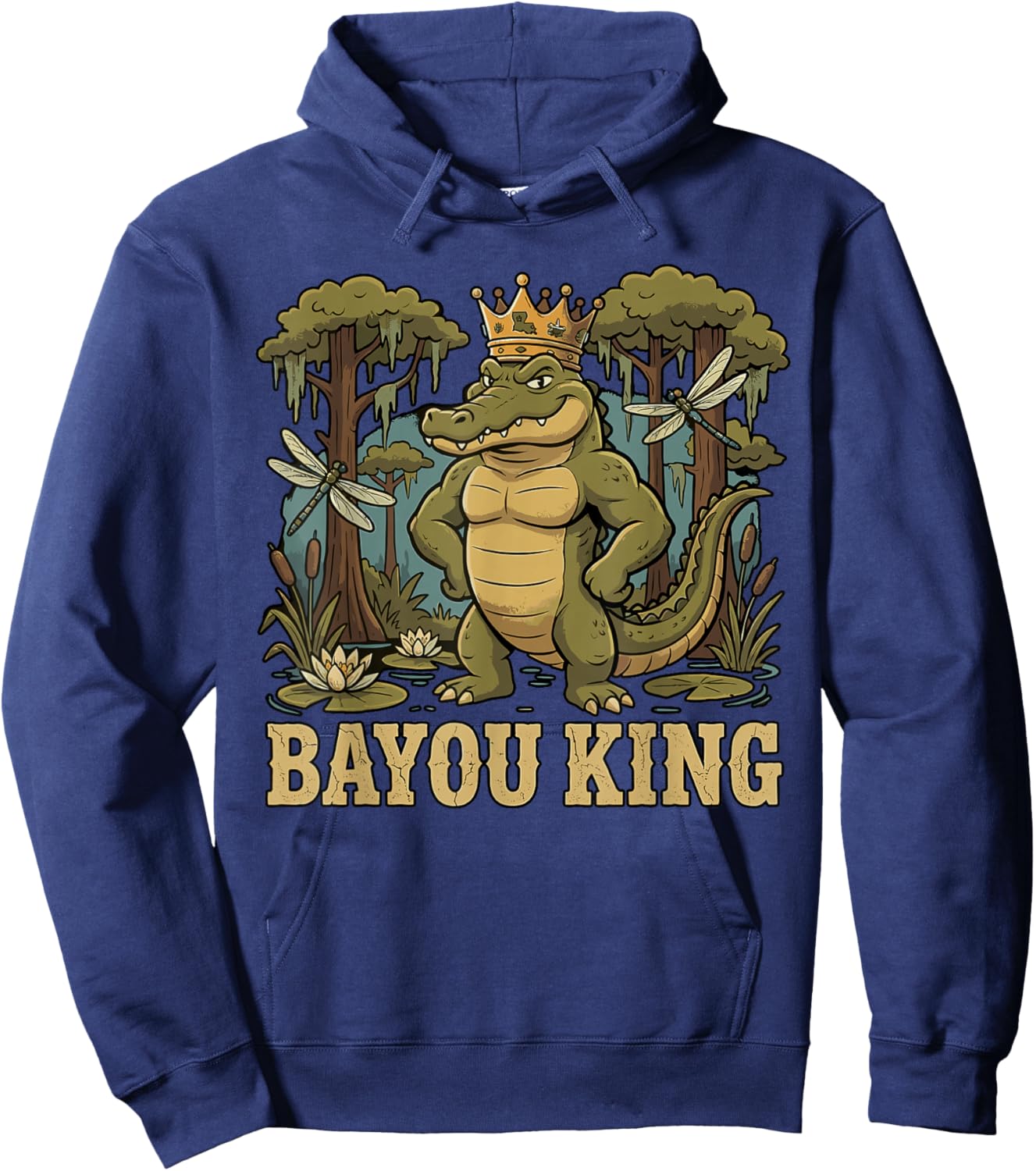 Bayou King Louisiana Alligator Retro Wildlife Travel Cajun Hoodie - Hoodie | Navy