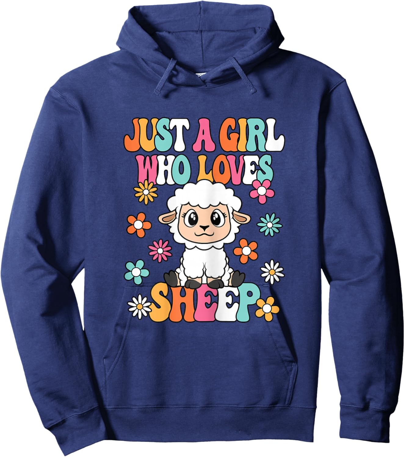 Just A Girl Who Loves Sheep Cute Groovy Sheep Kids Hoodie - Hoodie | Navy