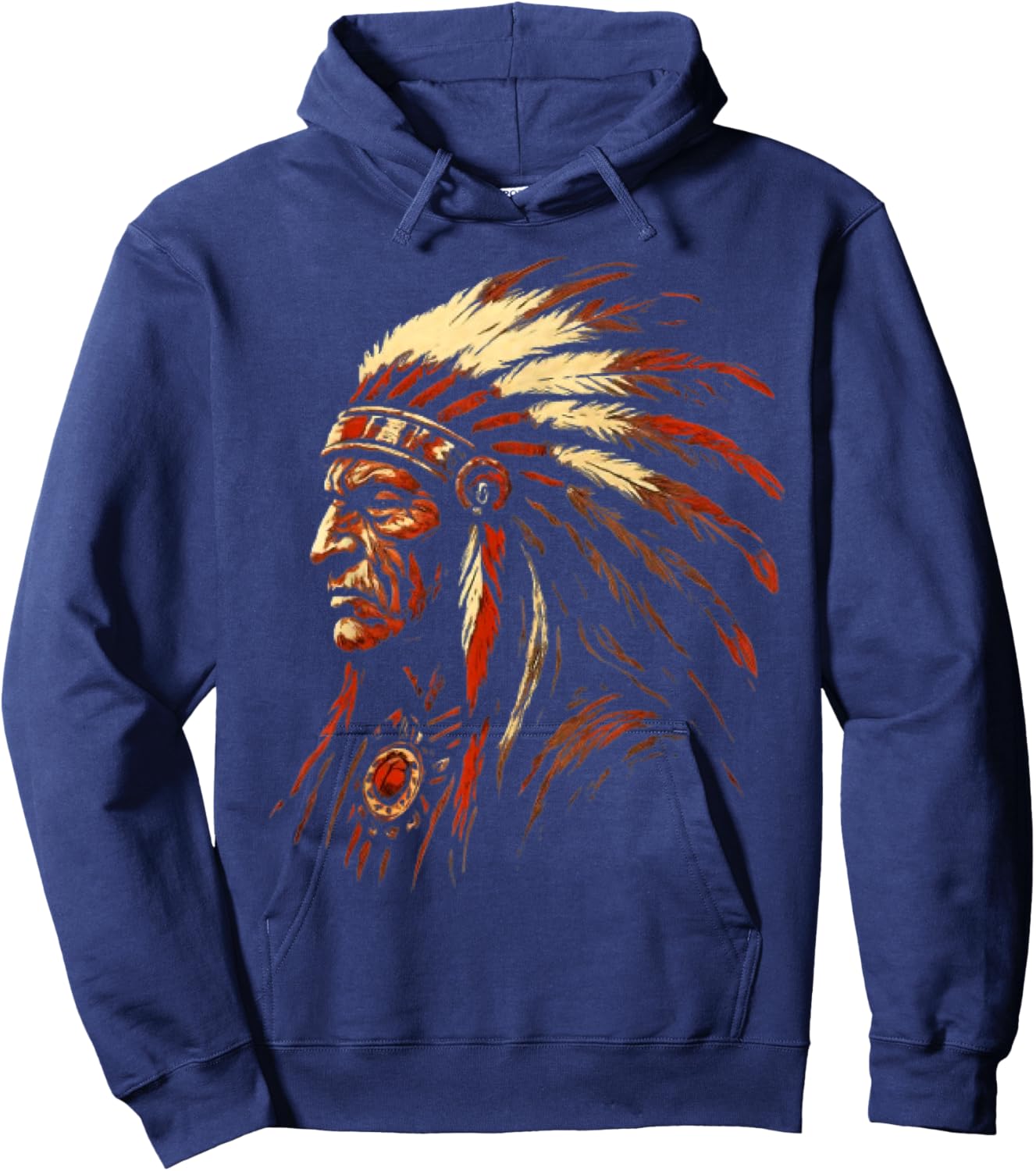 Native American Indian Headdress Traditional Art Men Women Hoodie - Hoodie | Navy