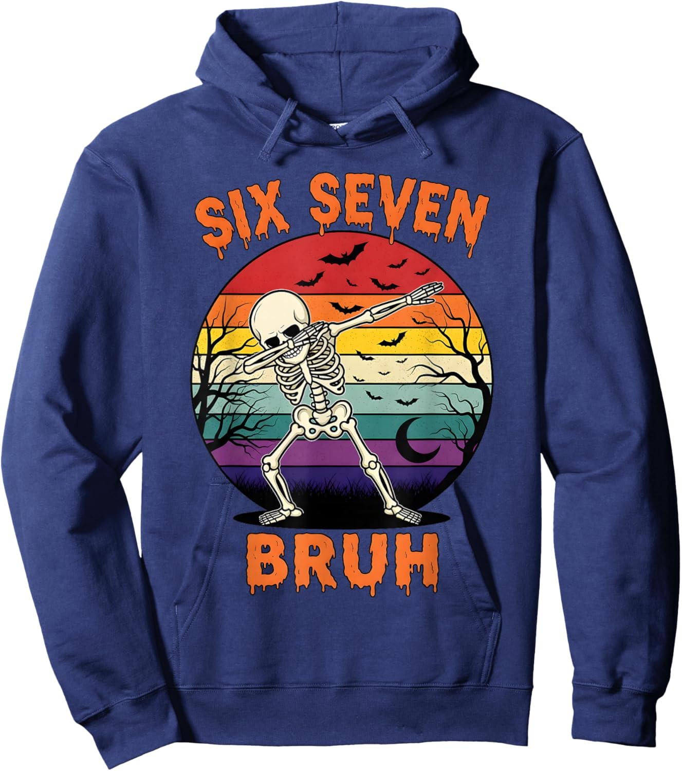 67 Halloween Meme Six Seve Skeleton Numbers Funny Bruh Hoodie - Hoodie | Navy