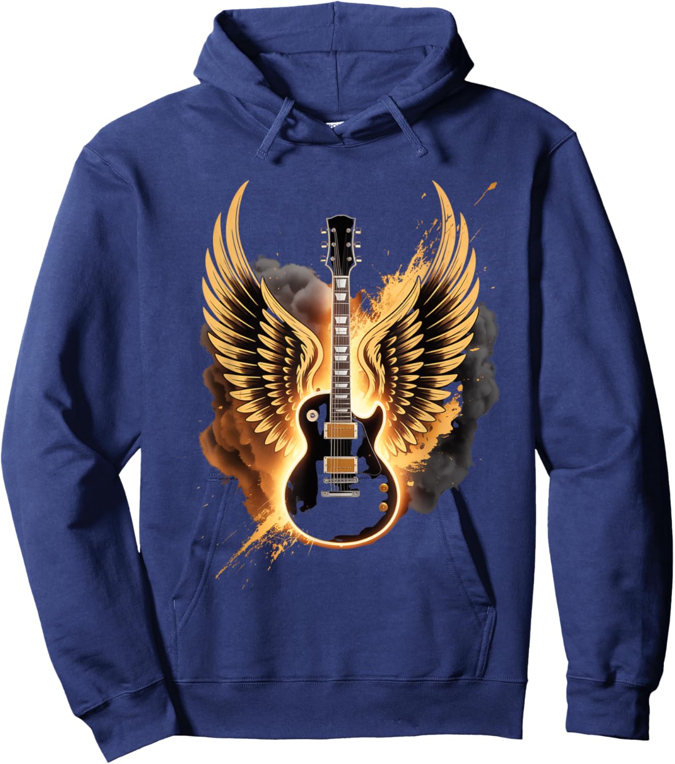 Retro Guitar Wings Abstract Art Rock and Roll Musician Gifts Hoodie - Hoodie | Navy