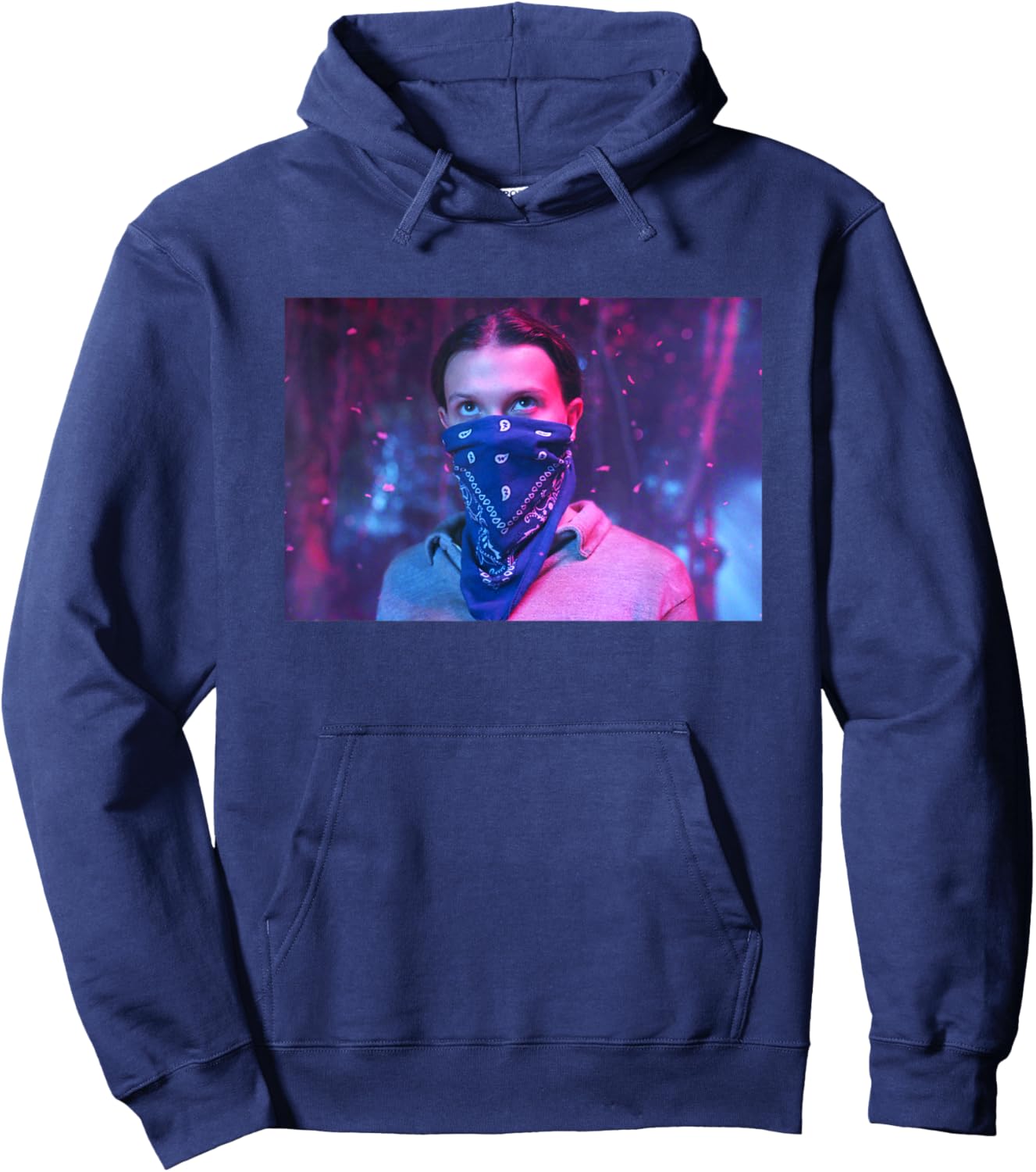 Stranger Things Season 5 Eleven I See You El Wearing Bandana Hoodie - Hoodie | Navy