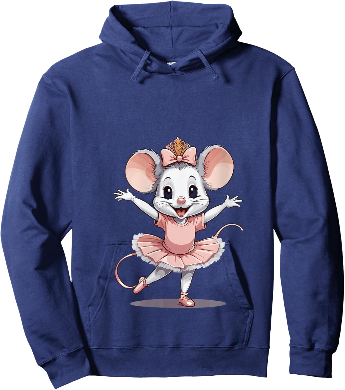 Women's Cute Unique & Modern Mouse Ballet & Ballerina V-Neck Hoodie - Hoodie | Navy