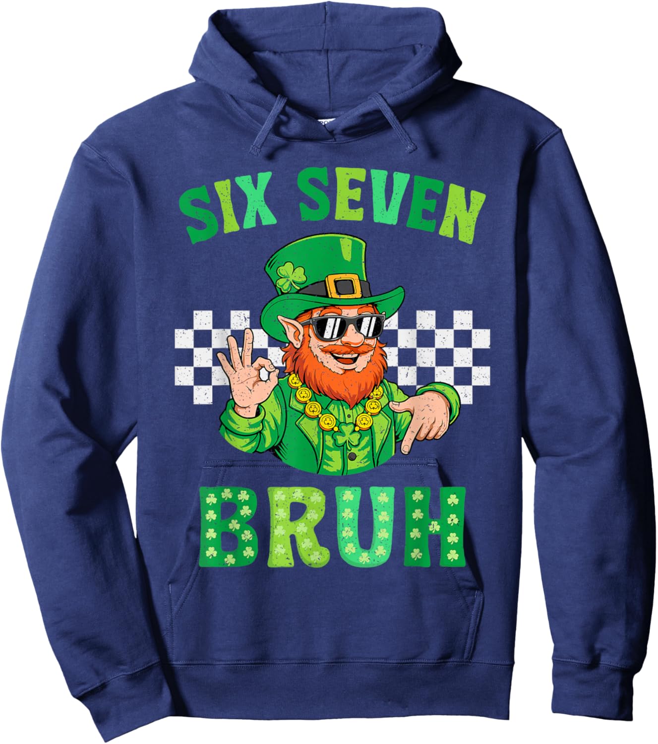 Six Seven Bruh 67 Meme St Patricks Day for Boys Youth Kids Hoodie - Hoodie | Navy
