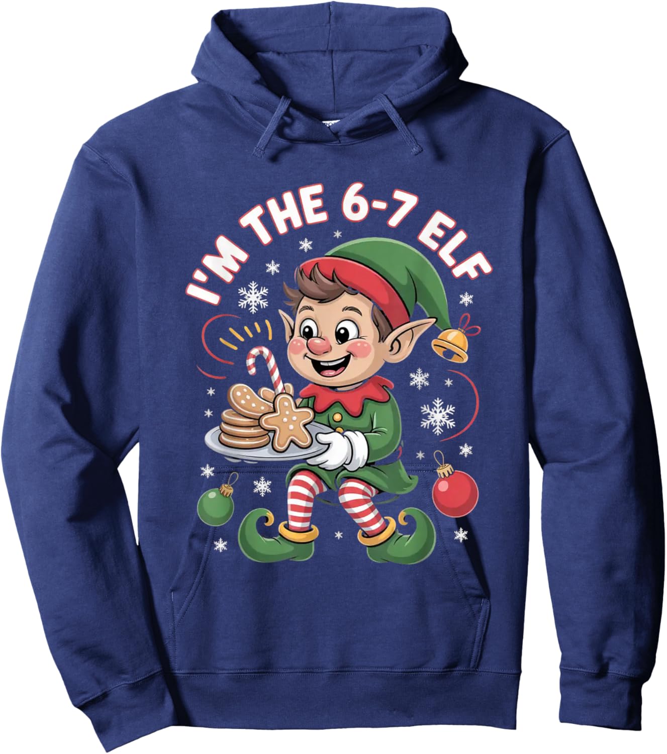 6-7 Christmas Ugly Sweater Six Seven Xmas 67 Meme Santa Elf Hoodie - Hoodie | Navy