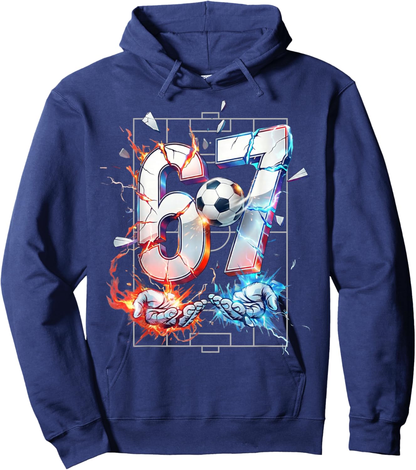 67 Soccer Six Seven Soccer 6 7 Kids Boys Girls Funny Hoodie - Hoodie | Navy