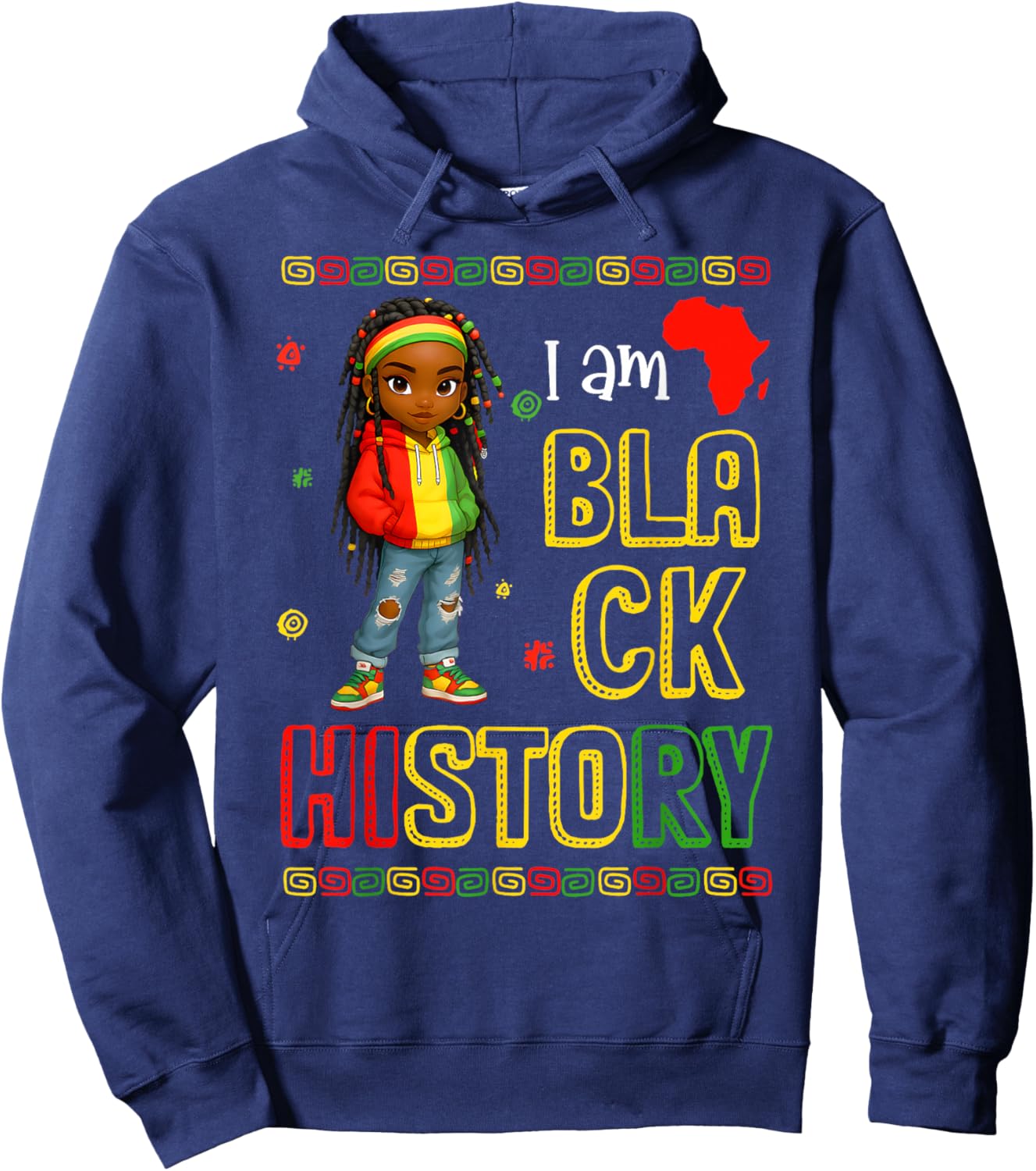 I Am Black History Month African American Black Girl Kid Hoodie - Hoodie | Navy