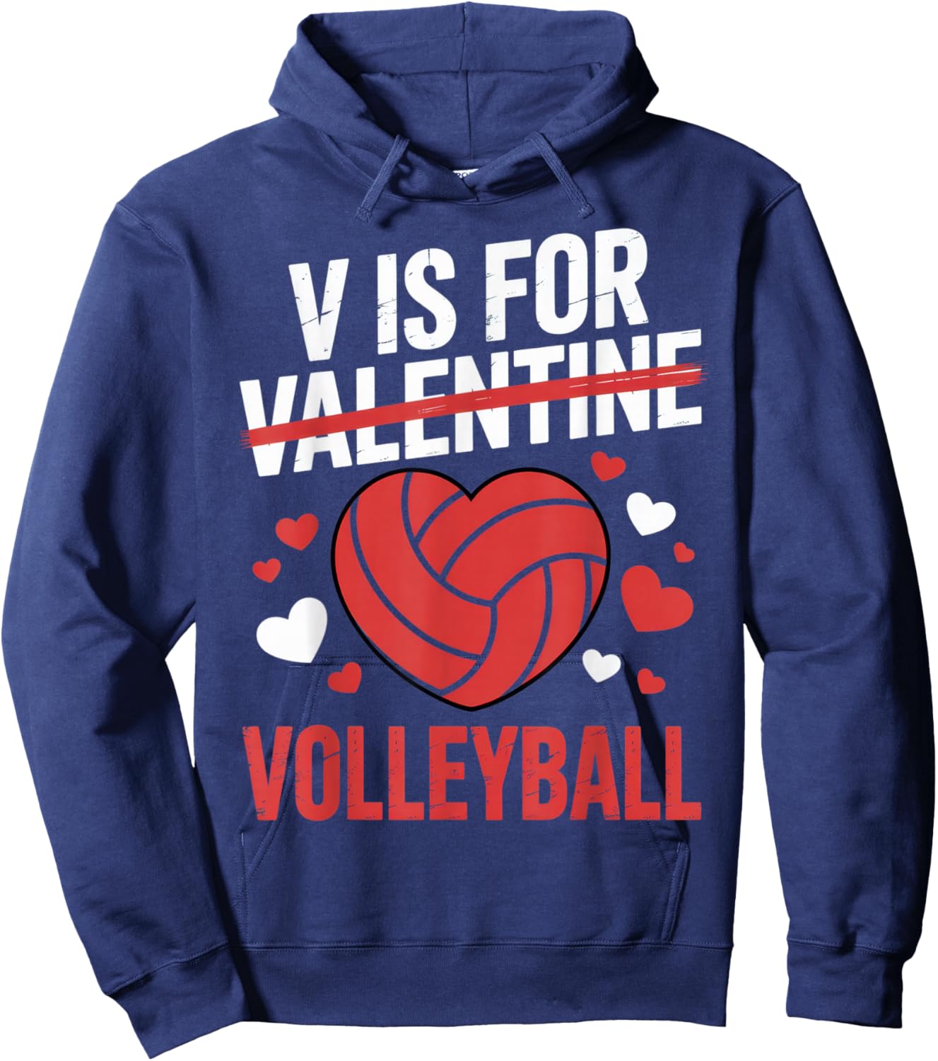 V is for Volleyball Funny Sport Lovers Valentine Alternative Hoodie - Hoodie | Navy