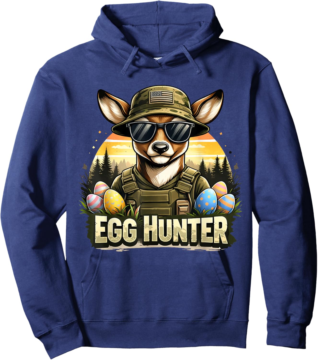 Happy Easter Day Camo Funny Hunting Boys Men Easter Egg Hoodie - Hoodie | Navy
