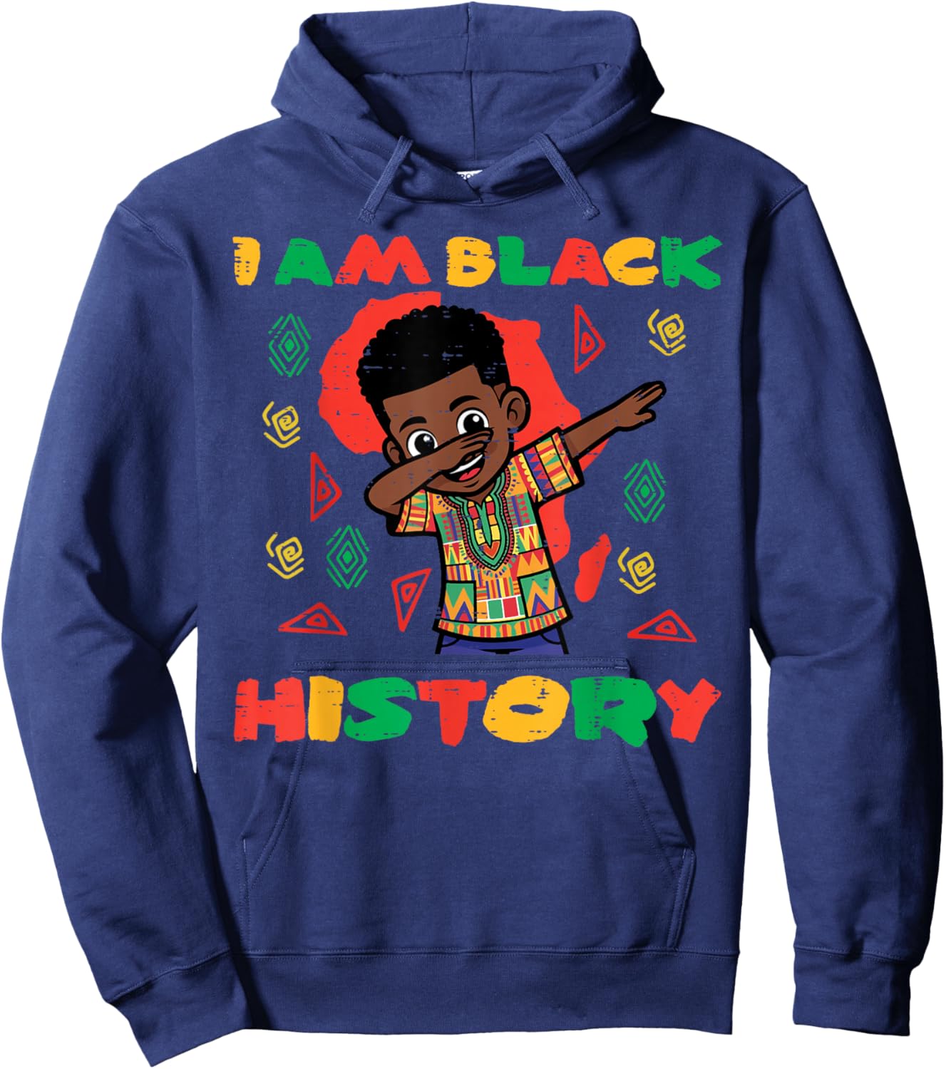 I Am Black History African Boy Dab Cute Toddler Boys Kids Hoodie - Hoodie | Navy