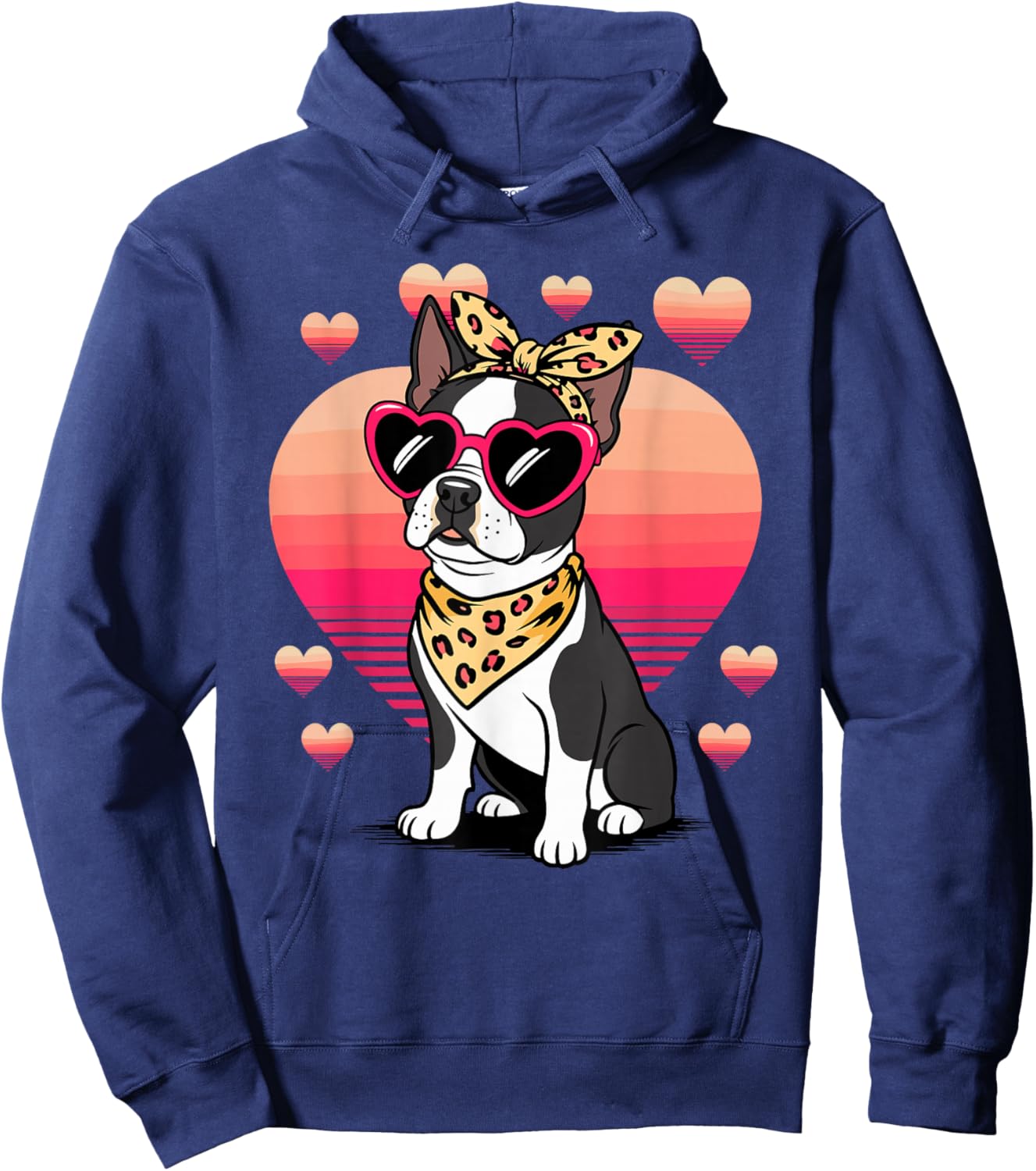 Boston Terrier Valentines Day Hoodie - Hoodie | Navy