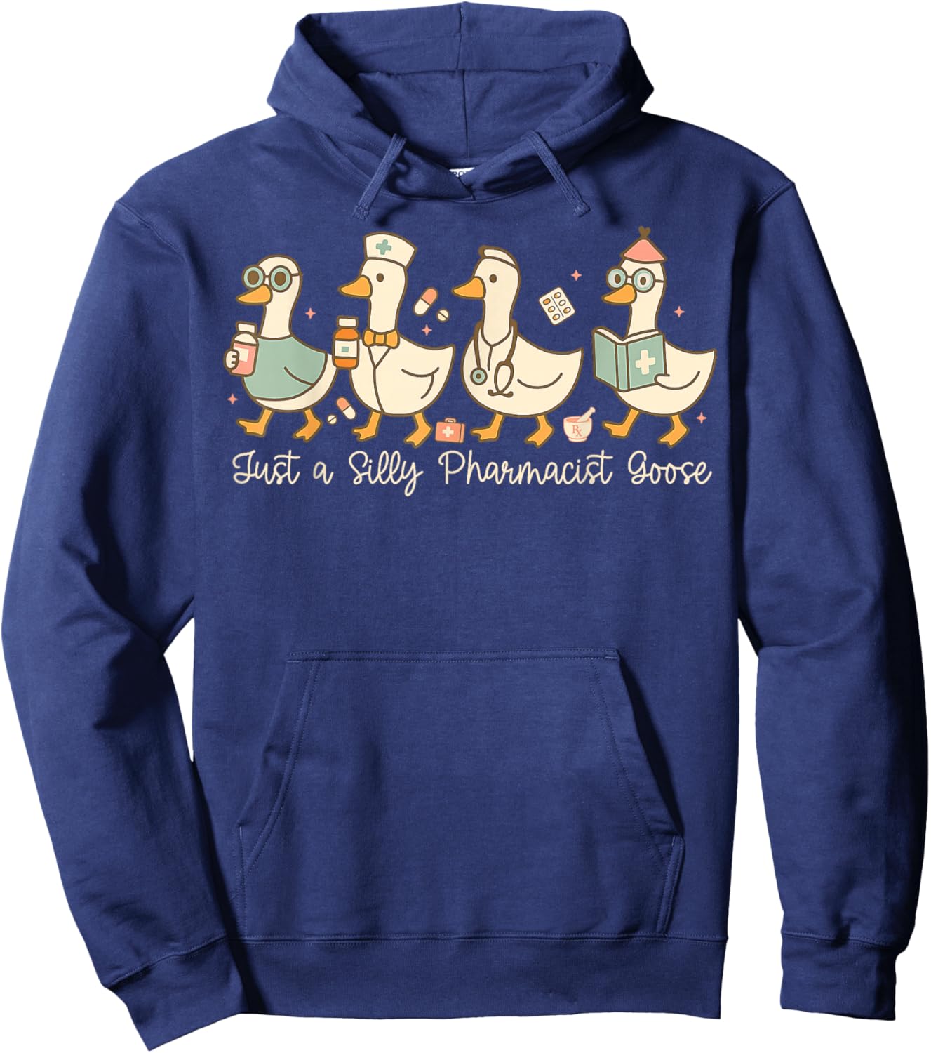 Funny Pharmacist Goose Design Silly Pharmacy Humor Hoodie - Hoodie | Navy