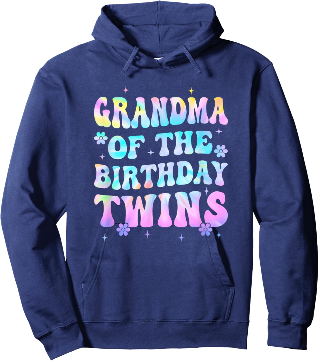 Grandma of The Birthday Twins Girls Kids Party Retro Bday Hoodie - Hoodie | Navy