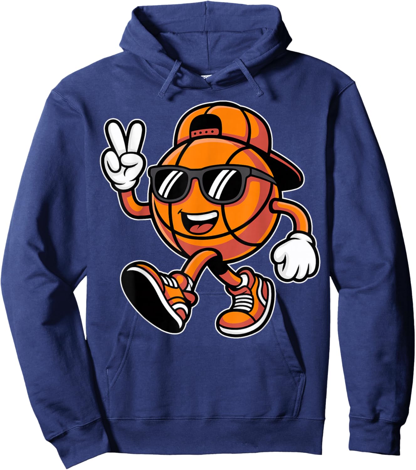Basketball with Sunglasses Funny Boys Men Basketball Lover Hoodie - Hoodie | Navy