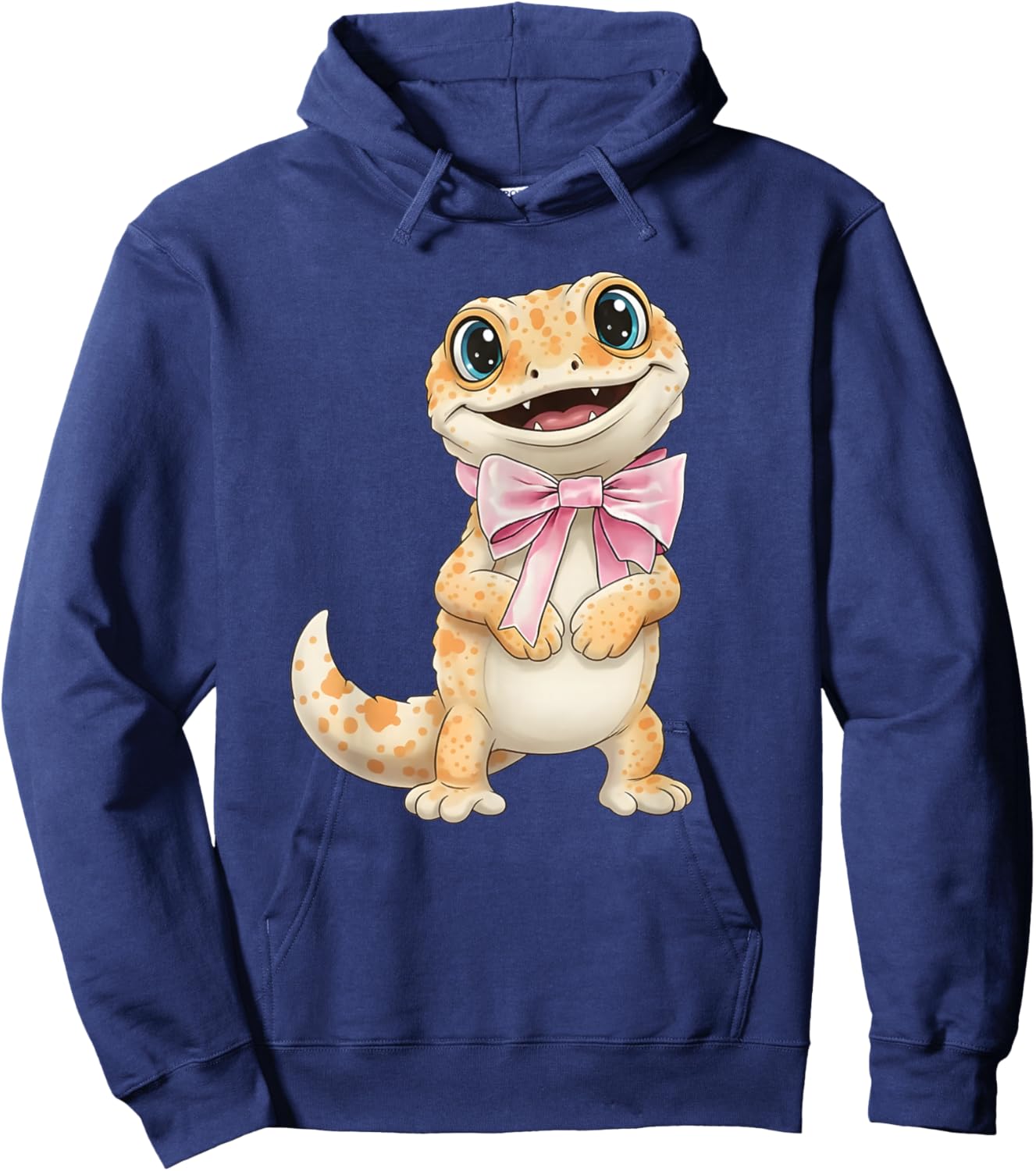 Coquette Gecko with Pink Ribbon Bow Funny Girls Valentine Hoodie - Hoodie | Navy