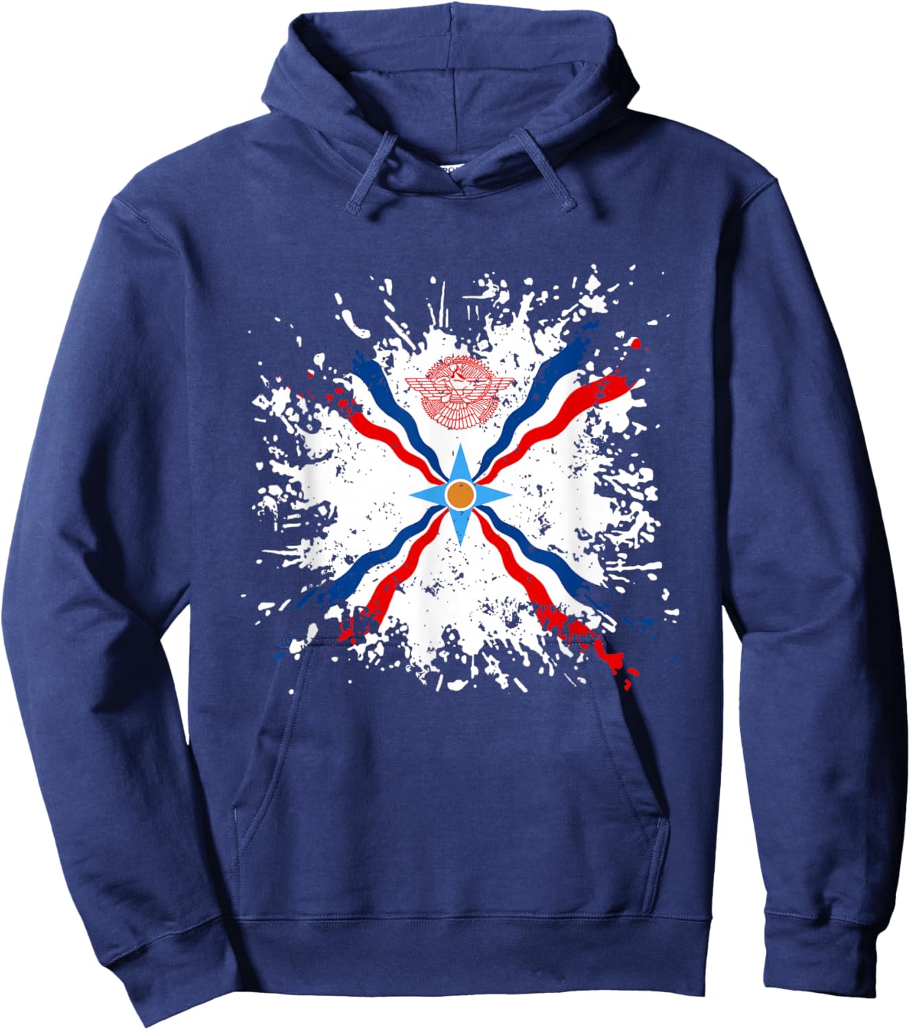 Assyrian Ashur Flag,Ashur Emblem,Suryoyo Syriac,Syria,Iraq Hoodie - Hoodie | Navy