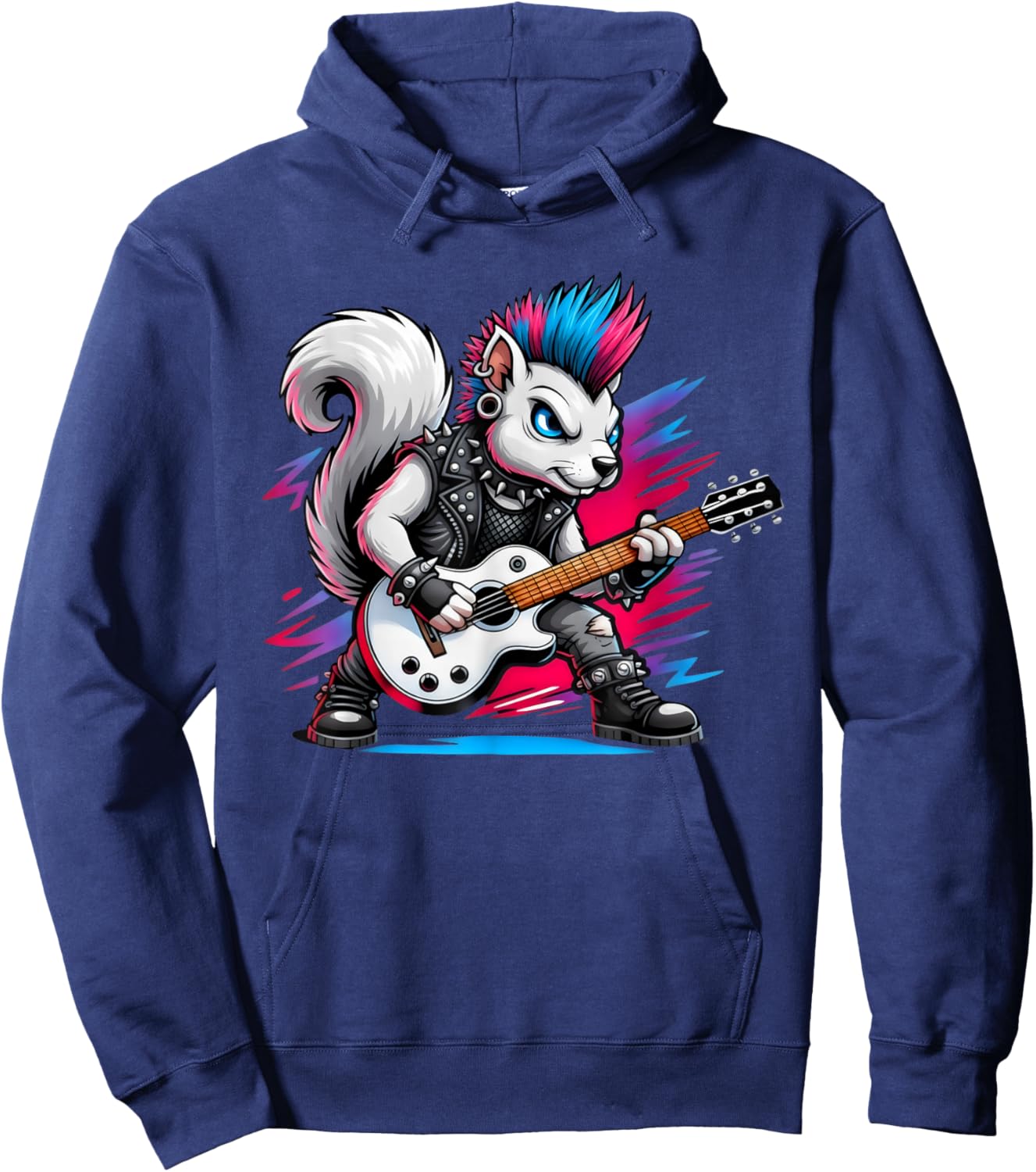 Cute Punk Squirrel, Rock'n Roll Goth, Guitar Kids Rock Star Hoodie - Hoodie | Navy