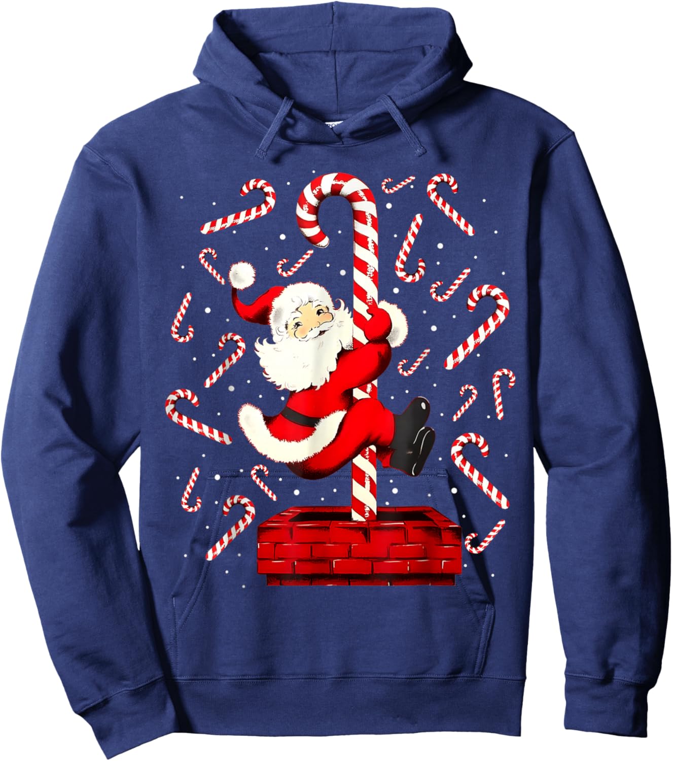 Candy Cane Christmas Santa Funny Lights Xmas Men Women Kids Hoodie - Hoodie | Navy