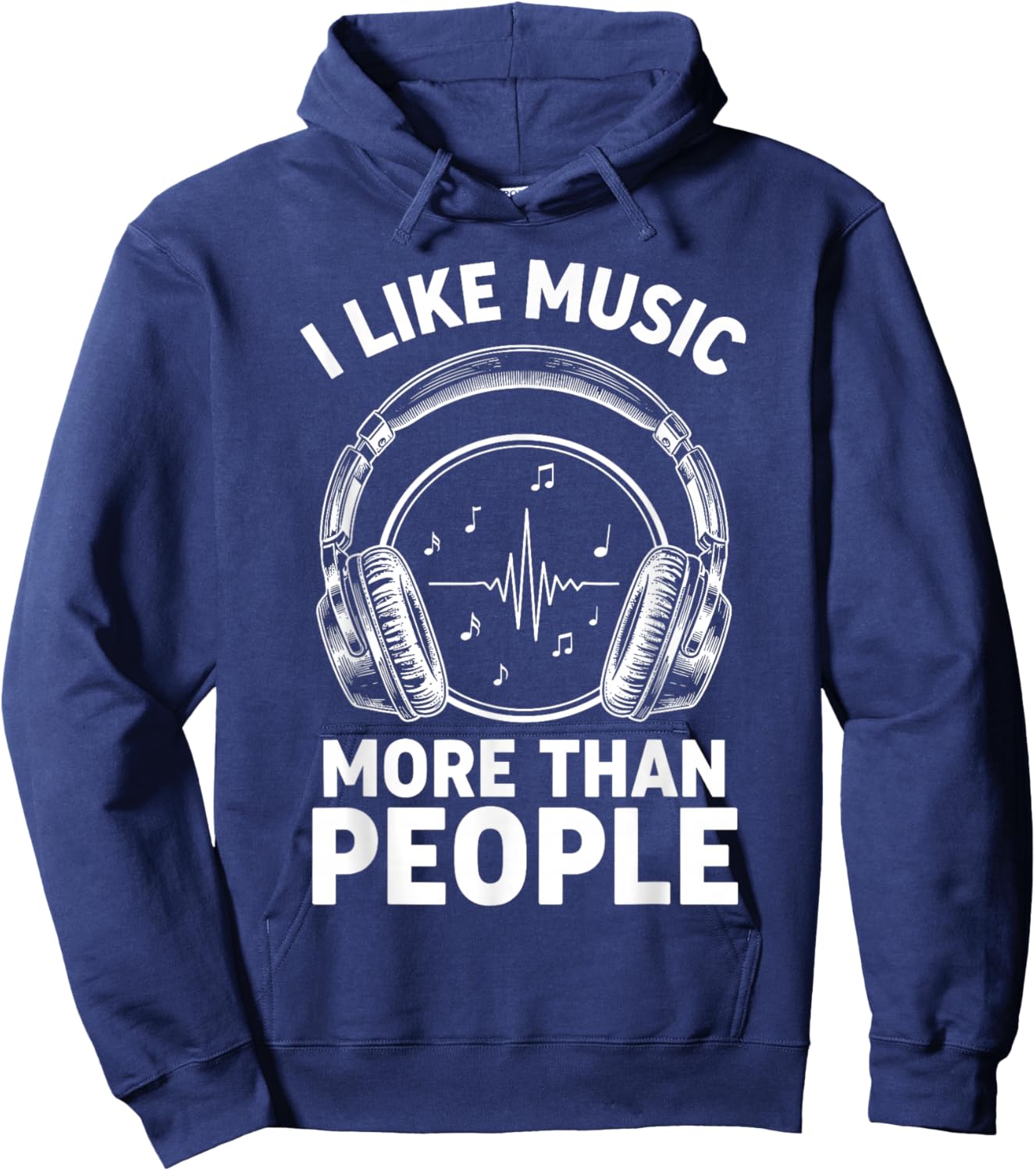 Headphone Musicians Shirt Men, I Like Music More Than People Hoodie - Hoodie | Navy