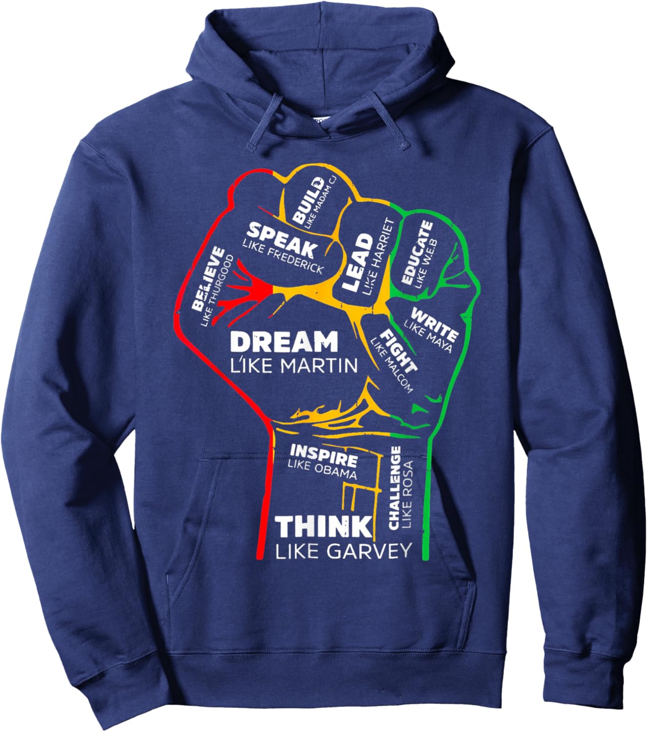 Power Fist Hand Shirt Insing Black Black History Hoodie - Hoodie | Navy
