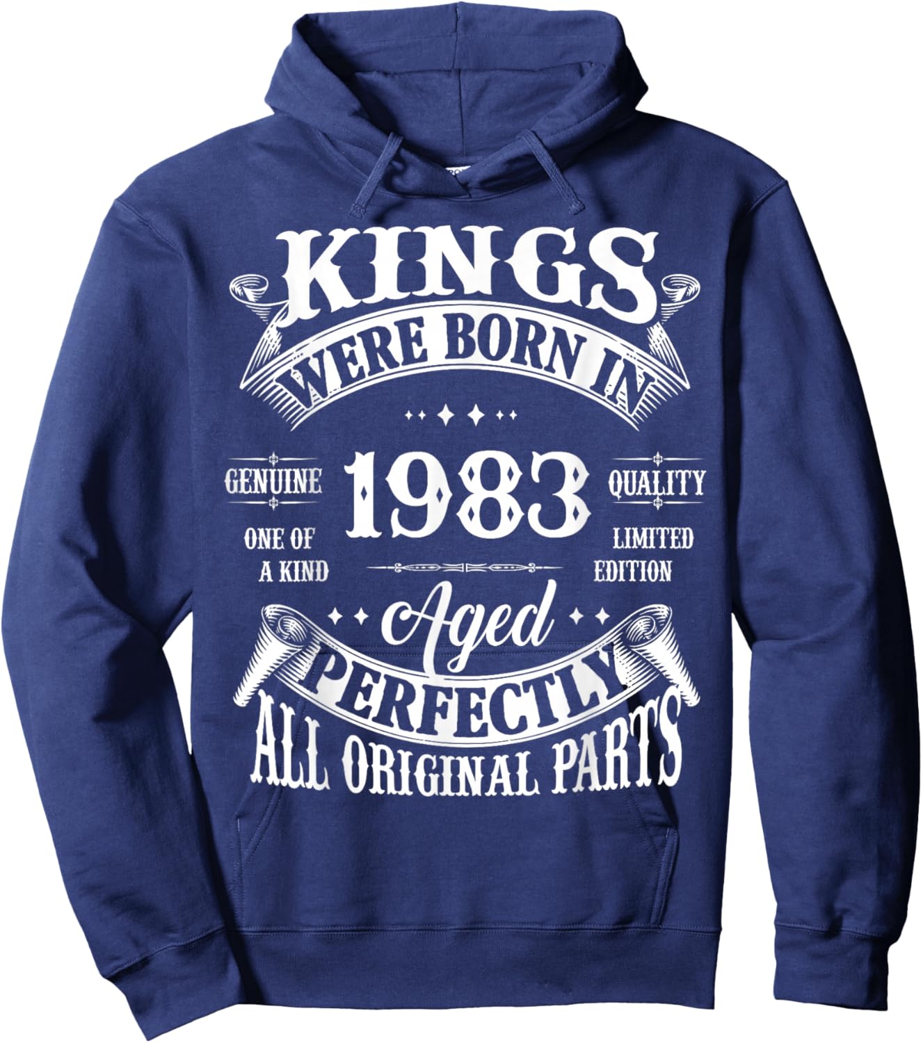 43rd Birthday Gift Vintage Kings Born in 1983 43 Years Old Hoodie - Hoodie | Navy