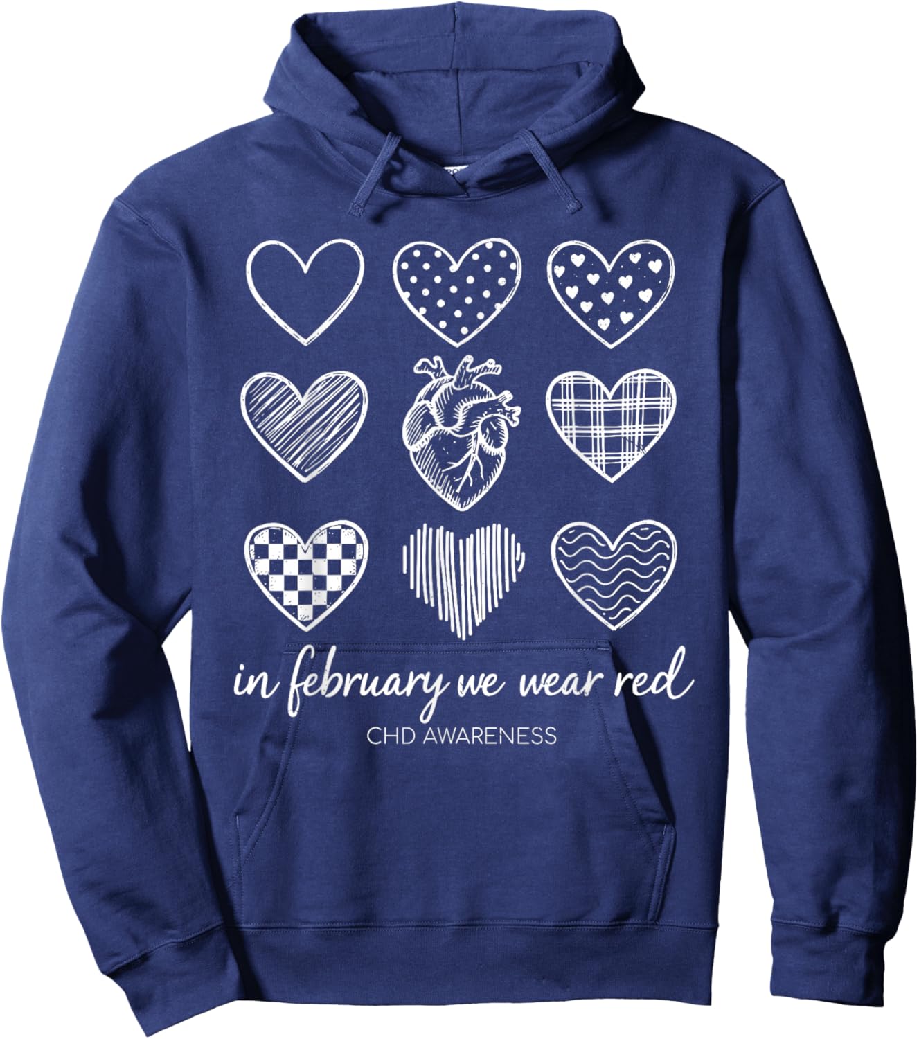 in February We Wear Red Kids Heart Disease Month Hoodie - Hoodie | Navy