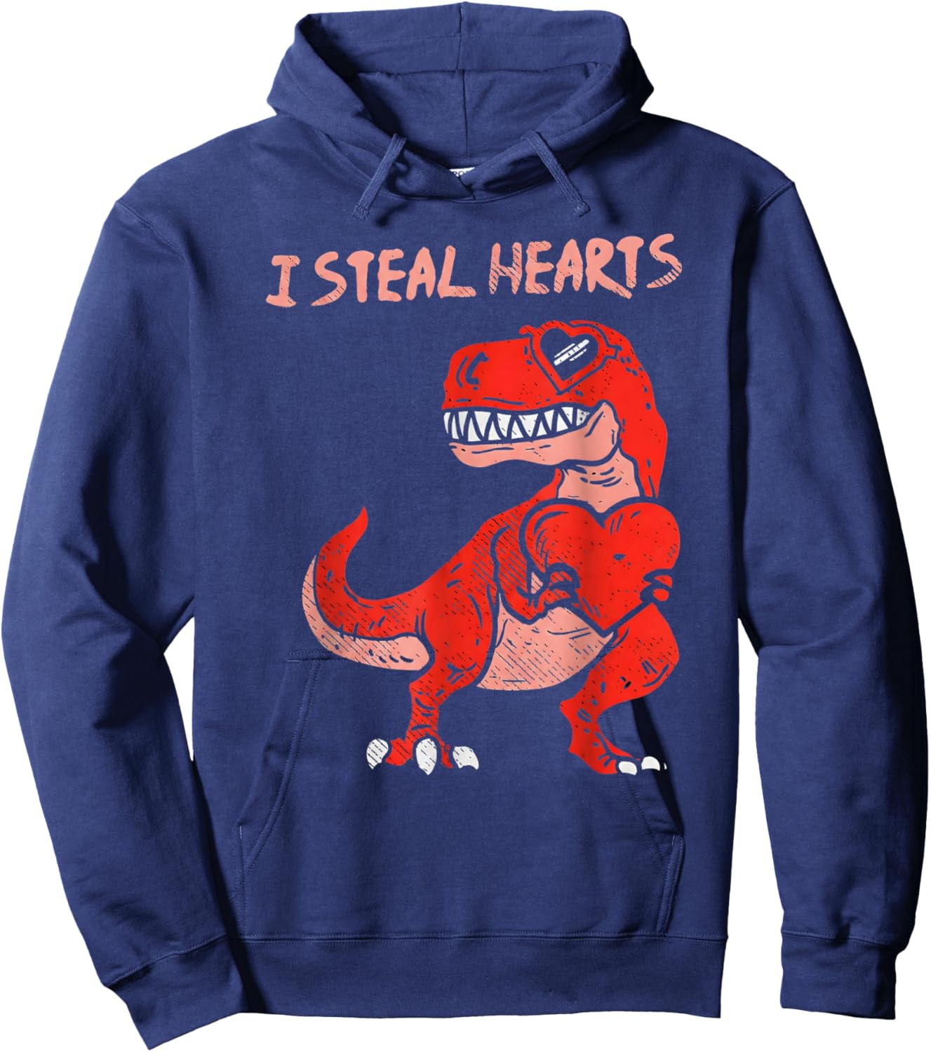 I Steal Hearts Dinosaur Trex Dino Love Valentines Hoodie - Hoodie | Navy