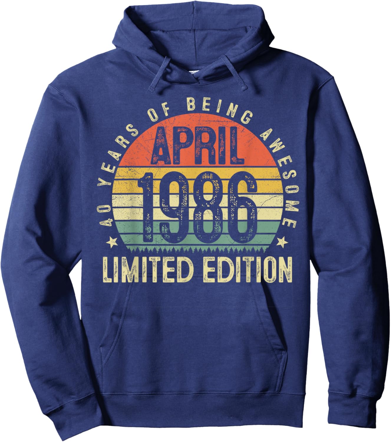 40 Year Old Vintage April 1986 Retro 40th Birthday Men Him Hoodie - Hoodie | Navy