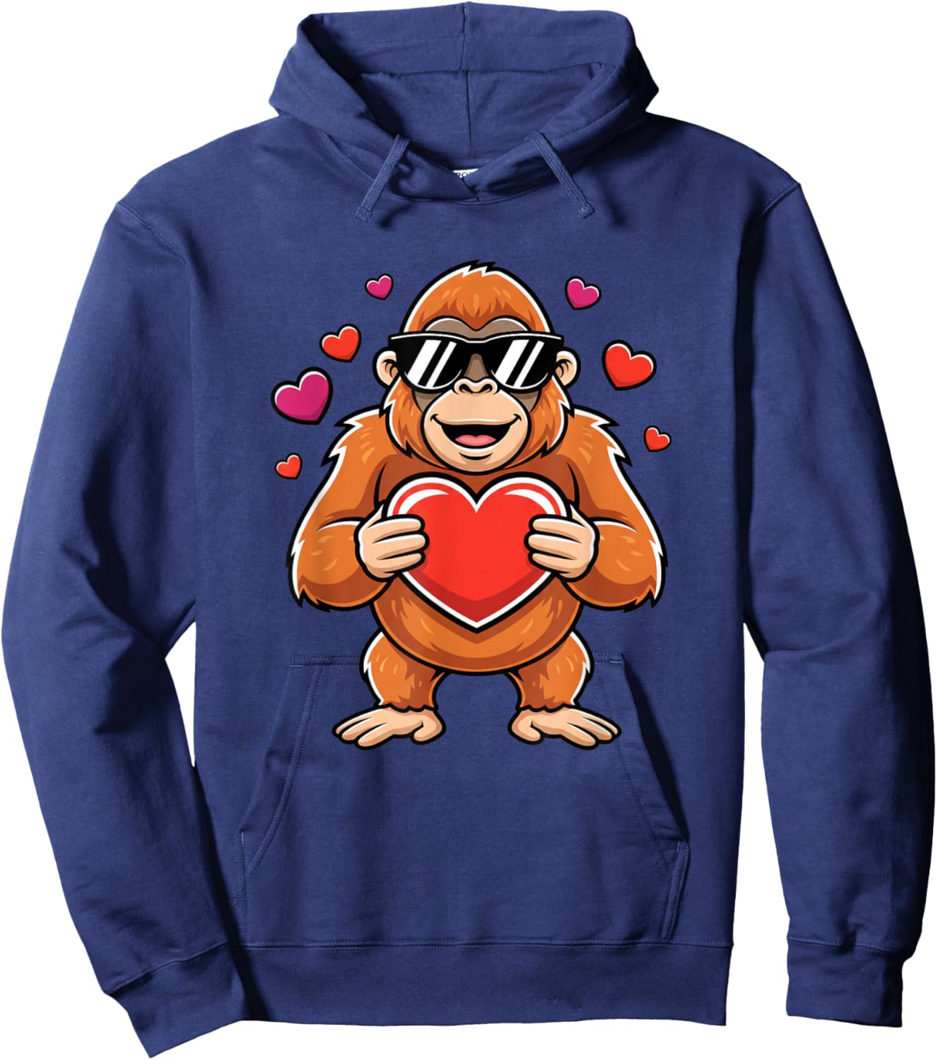 Cool Gorilla Holding Heart Valentine Ape Kids Boys Cute Love Hoodie - Hoodie | Navy