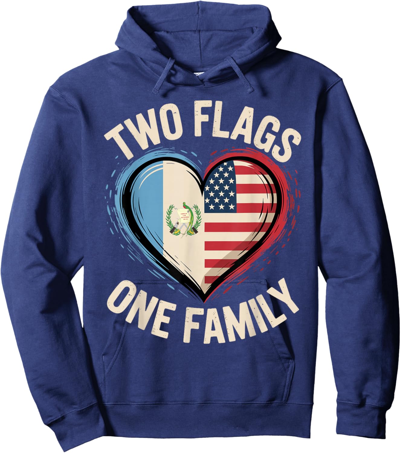 Two Flags One Family American Guatemalan USA America Hoodie - Hoodie | Navy