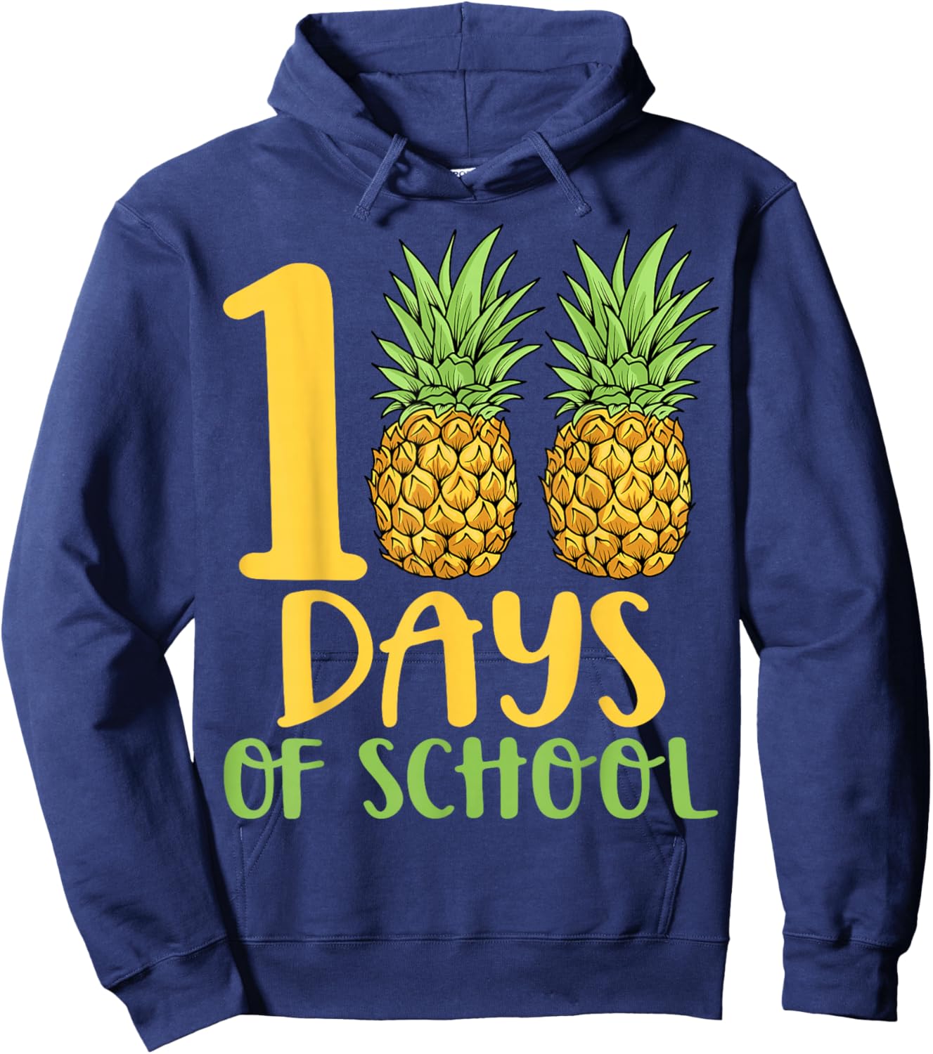 100 Days of School Pineapple Lover Teacher Kids Hoodie - Hoodie | Navy
