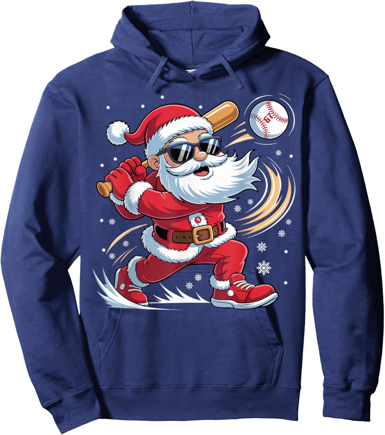 Funny Santa Baseball 67 Meme Christmas Matching Boys Kids Hoodie - Hoodie | Navy