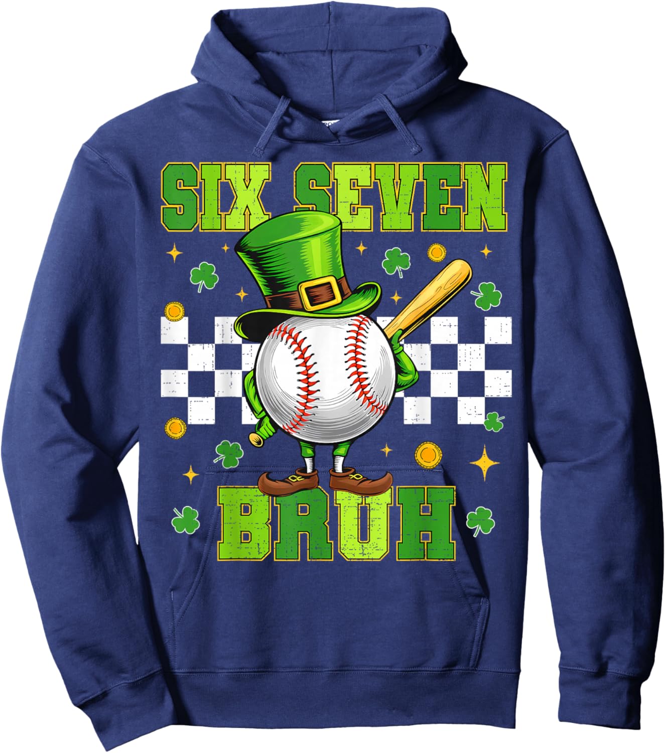 67 Bruh St Patricks Day Six Seven Meme Baseball Boys Kids Hoodie - Hoodie | Navy