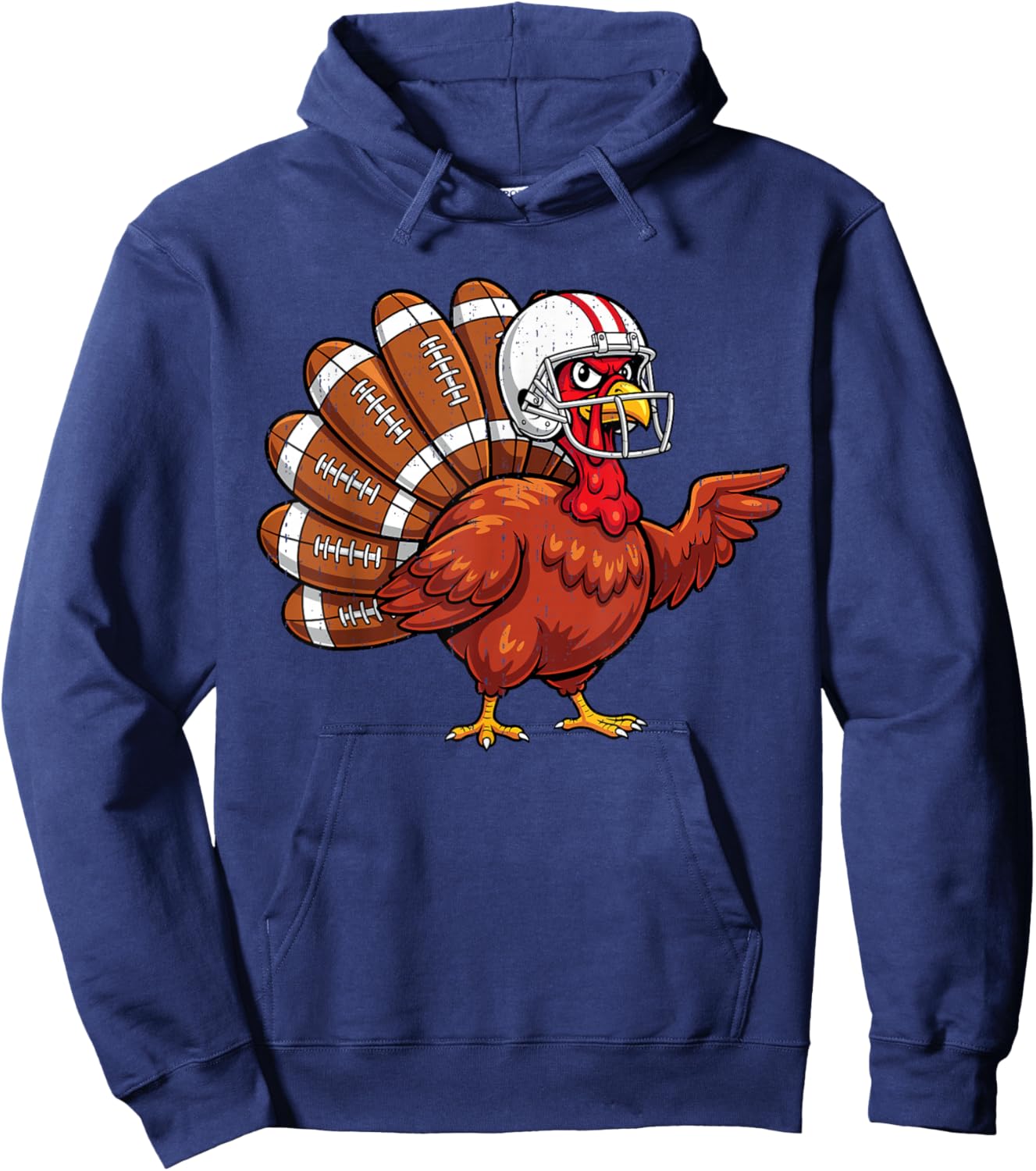Funny Turkey Football Fall Thanksgiving Costume Men Boy Kids Hoodie - Hoodie | Navy