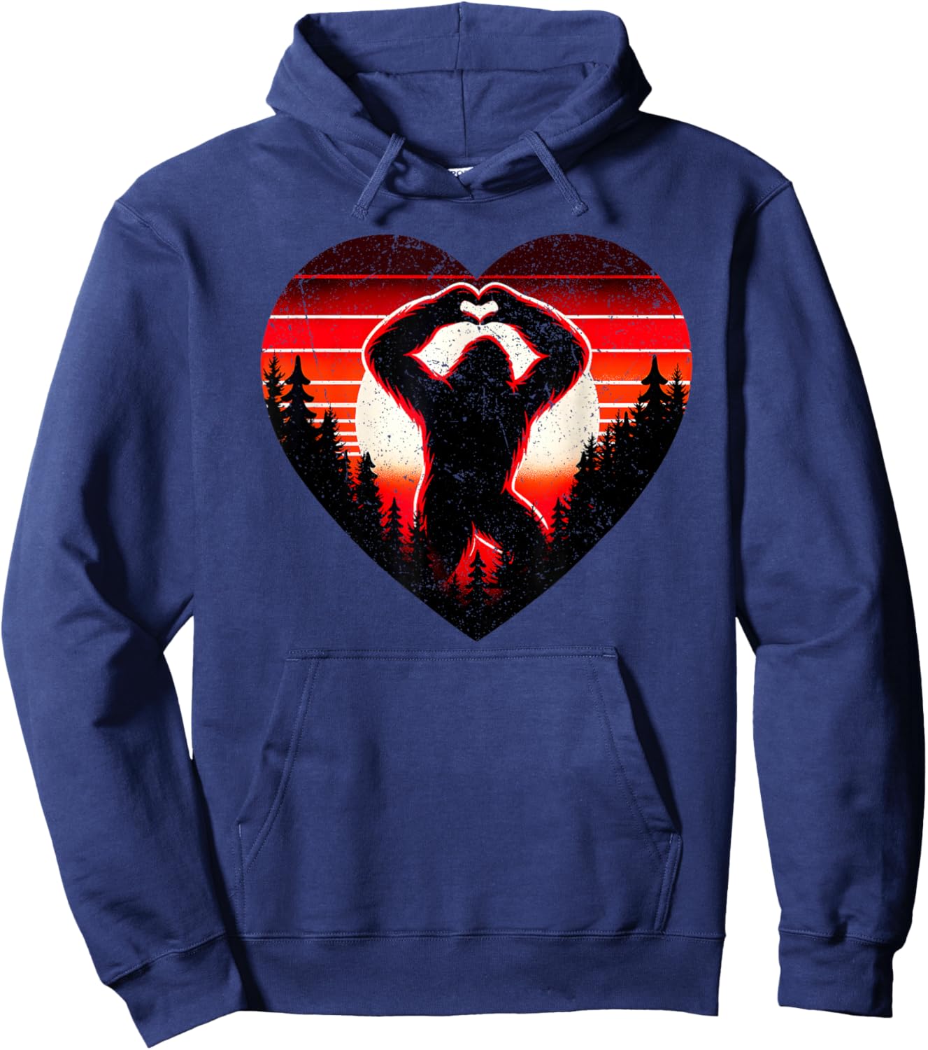 Sasquatch Bigfoot Love Heart Valentine Boys Girls Kids Hoodie - Hoodie | Navy