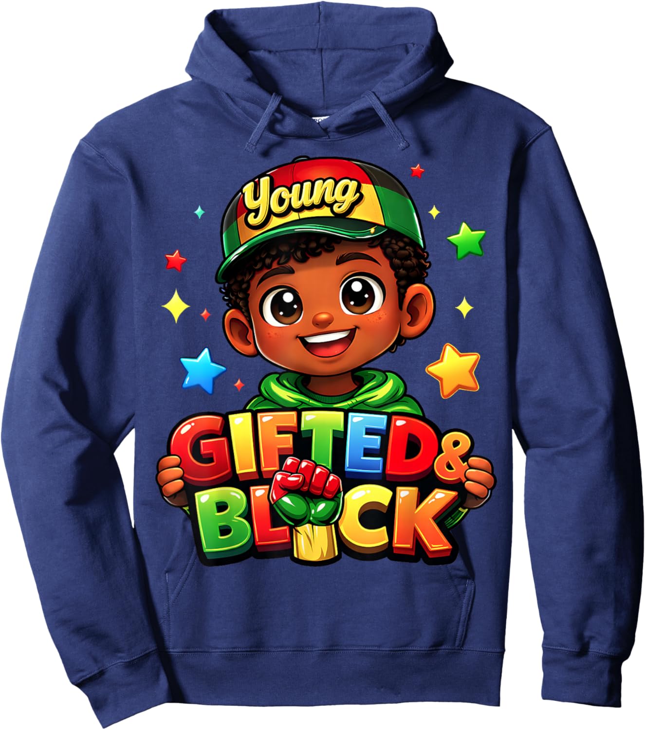 Young Gifted & Black History Month African American Boy Kids Hoodie - Hoodie | Navy