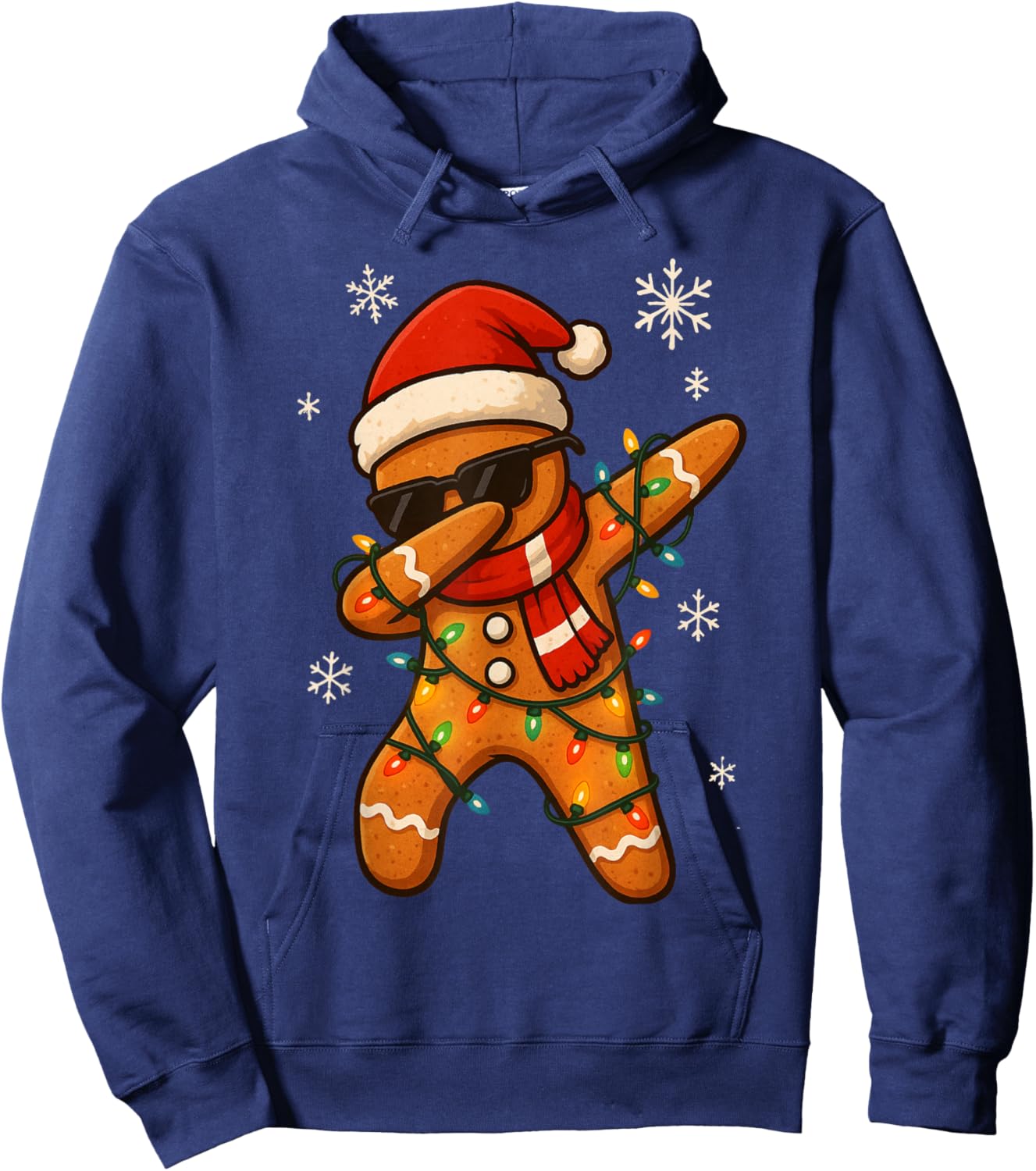 Dabbing Gingerbread Christmas Light Funny Xmas Dab Men Boys Hoodie - Hoodie | Navy