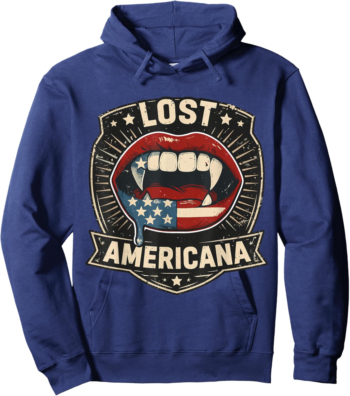 Lost Americana Vampire Patriotic Retro USA Hoodie - Hoodie | Navy